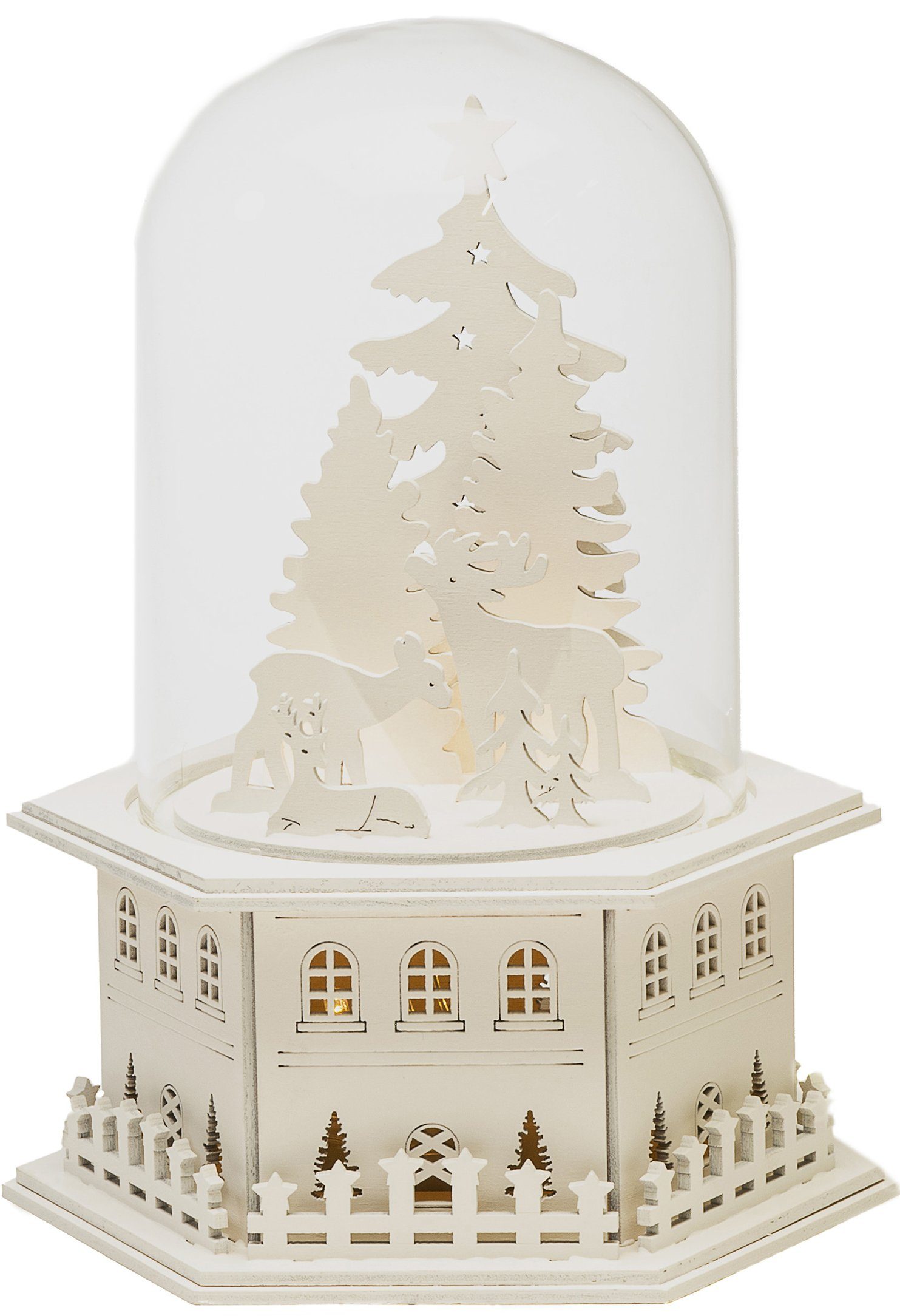 KONSTSMIDE Weihnachtsdorf Weihnachtsdeko, 6 Stunden Timer, 6 warm weiße Dioden