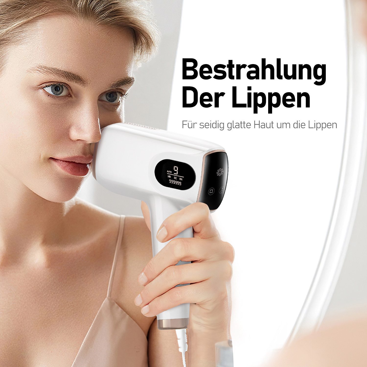 ibettertec Haarentfernungsgerät IPL-Haarentferner,IPL Geräte Haarentfernung Laser, 999,999 Lichtimpulse, Laser Haarentfernung Zuhause Dauerhafte Schmerzlos Haarentfernung, für Lippenhaare, Gesicht, Achsel, Bikinizone und Körper-Aufgerüstet