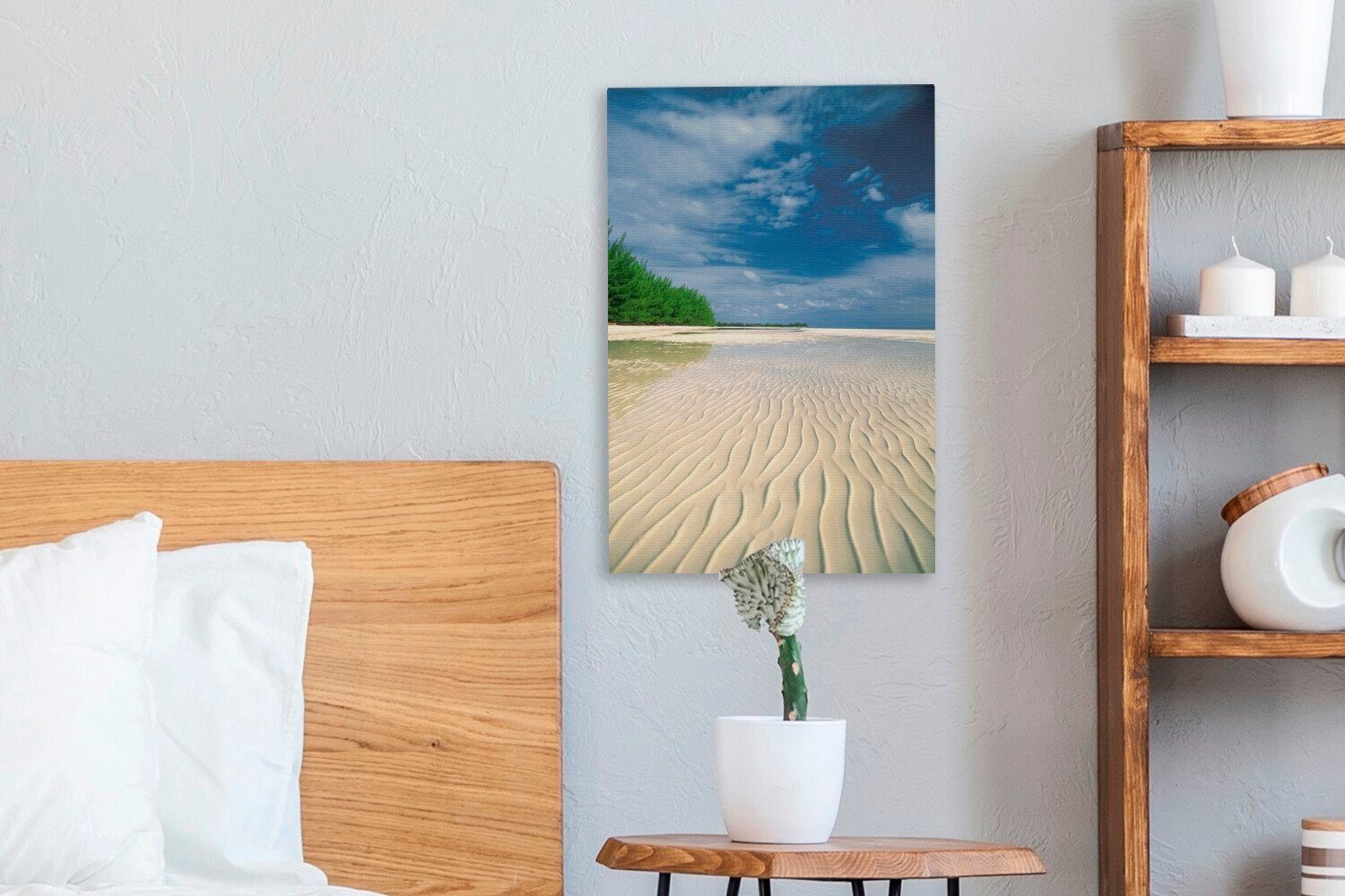 OneMillionCanvasses® Leinwandbild (1 St), und Ein cm 20x30 inkl. Strand Lucayan Zackenaufhänger, bespannt fertig im tropischer außergewöhnlich National, Leinwandbild Gemälde, weißer
