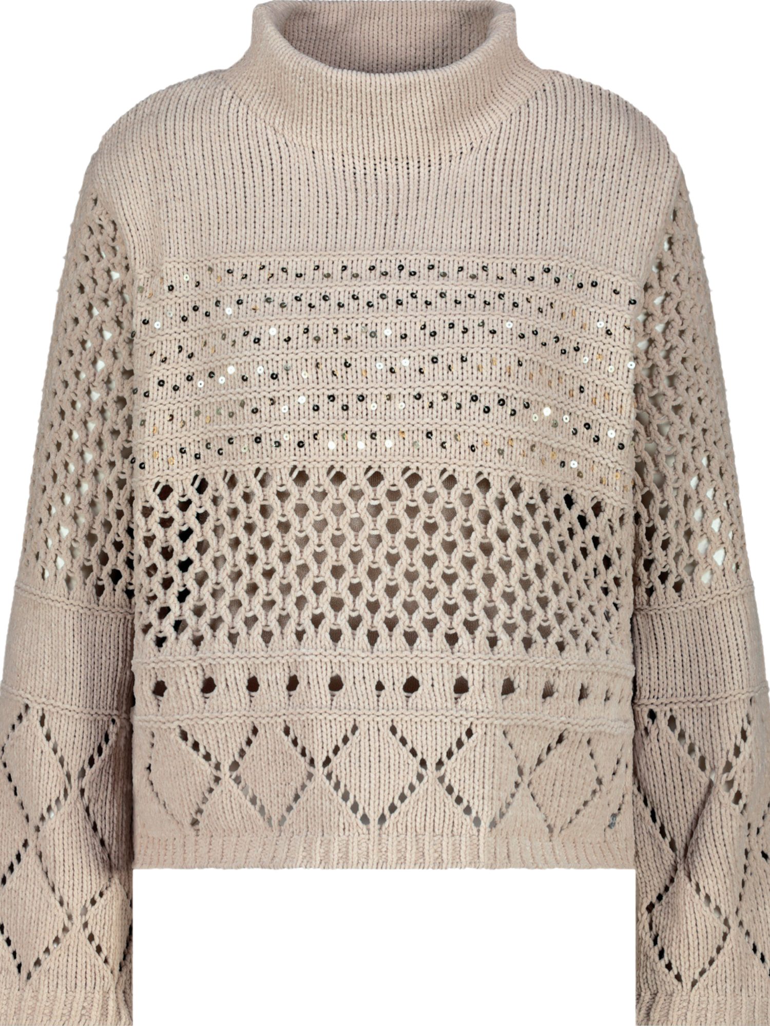 Monari Strickpullover natur,Casual,Polyester,Strukturiert,Rundhals,Lang,Regular Fit