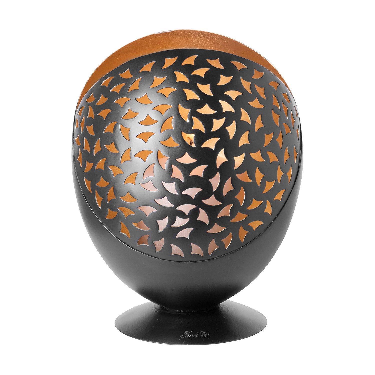 Fink Dekovase PURIA Windlicht ohne Glas - gold-schwarz - Eisen - H. 21cm x Ø 16cm (1x Windlicht ohne Glas, 1 St., Kerzenhalter - Leuchter - Deko), Eleganter Kerzenhalter Leuchter - Deko für stilvolle Atmosphäre
