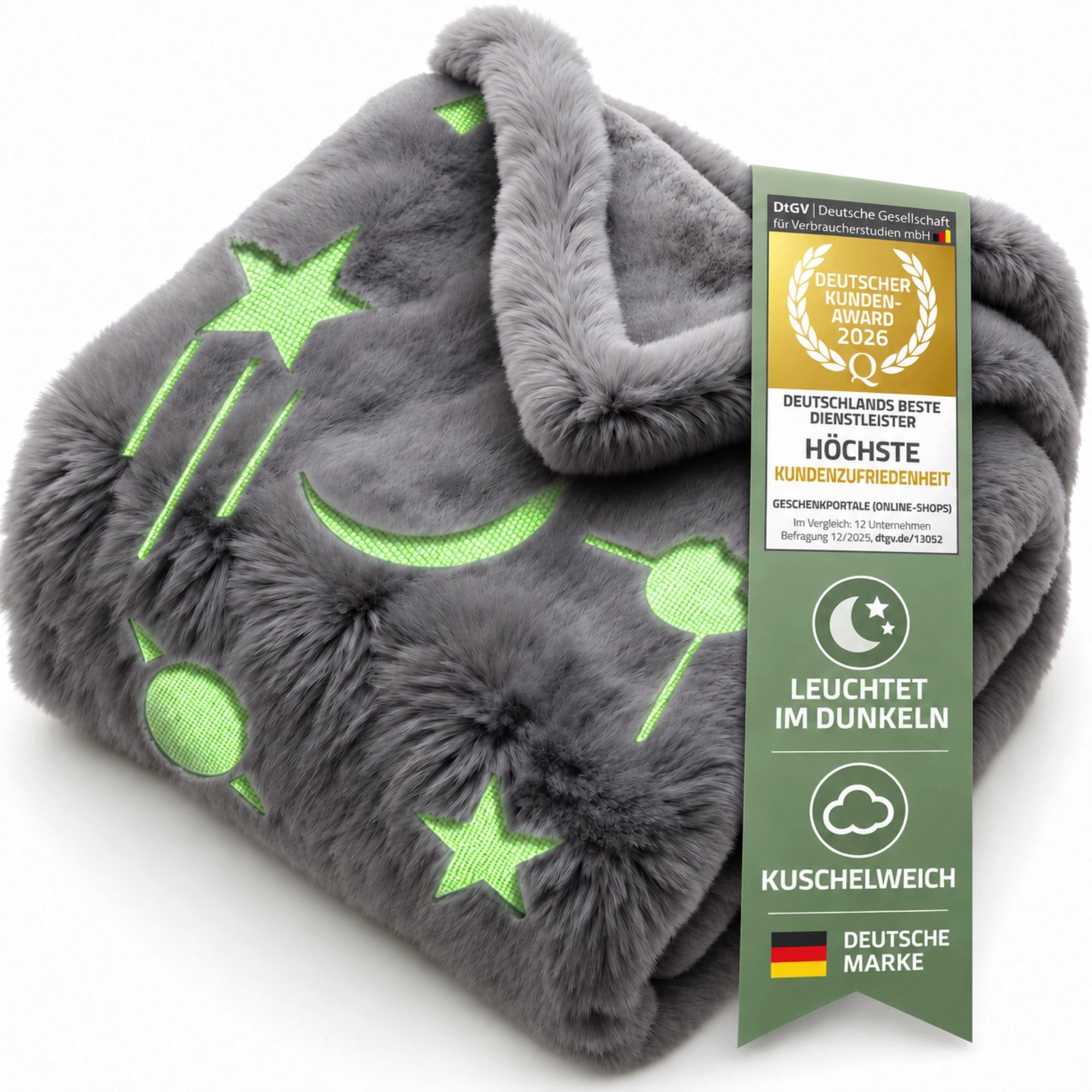 Wohndecke Kinder-Wohndecke mit leuchtenden Sternen – Mikrofaser Plüsch decke, Feluna, Kinder Plüschdecke Tages-Decke