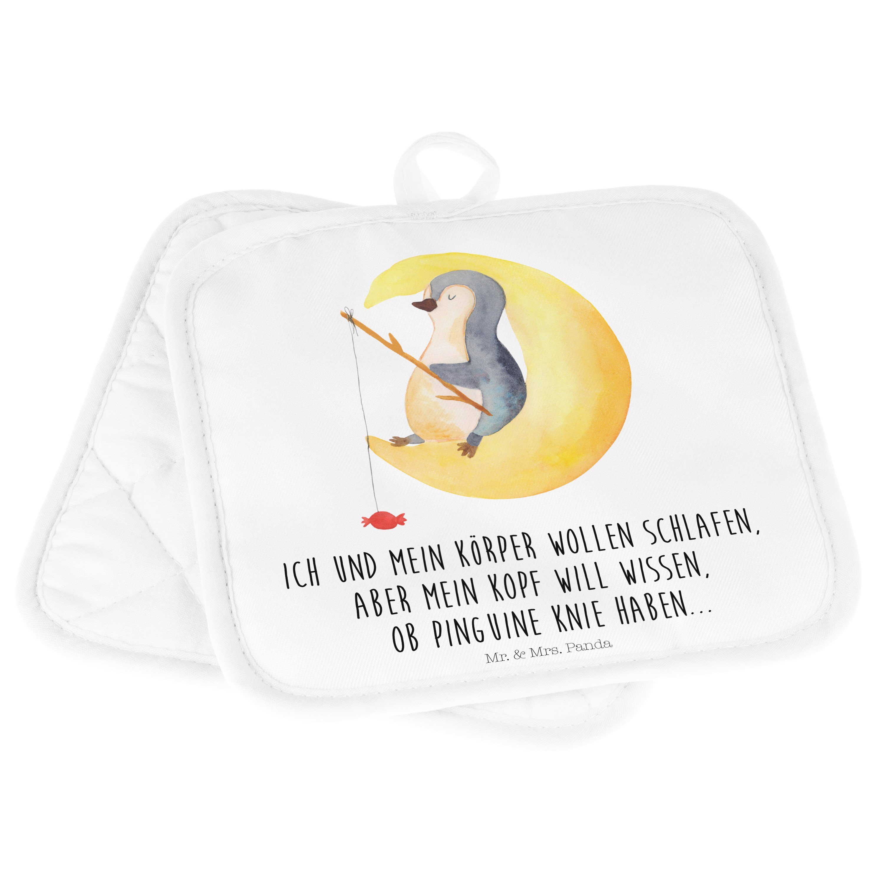 Weiß Pinguin - Mond Geschenk, Topflappen Mr. Mrs. - & (1-tlg) Panda ers, Ofenhandschuh, Topflappen lustig,