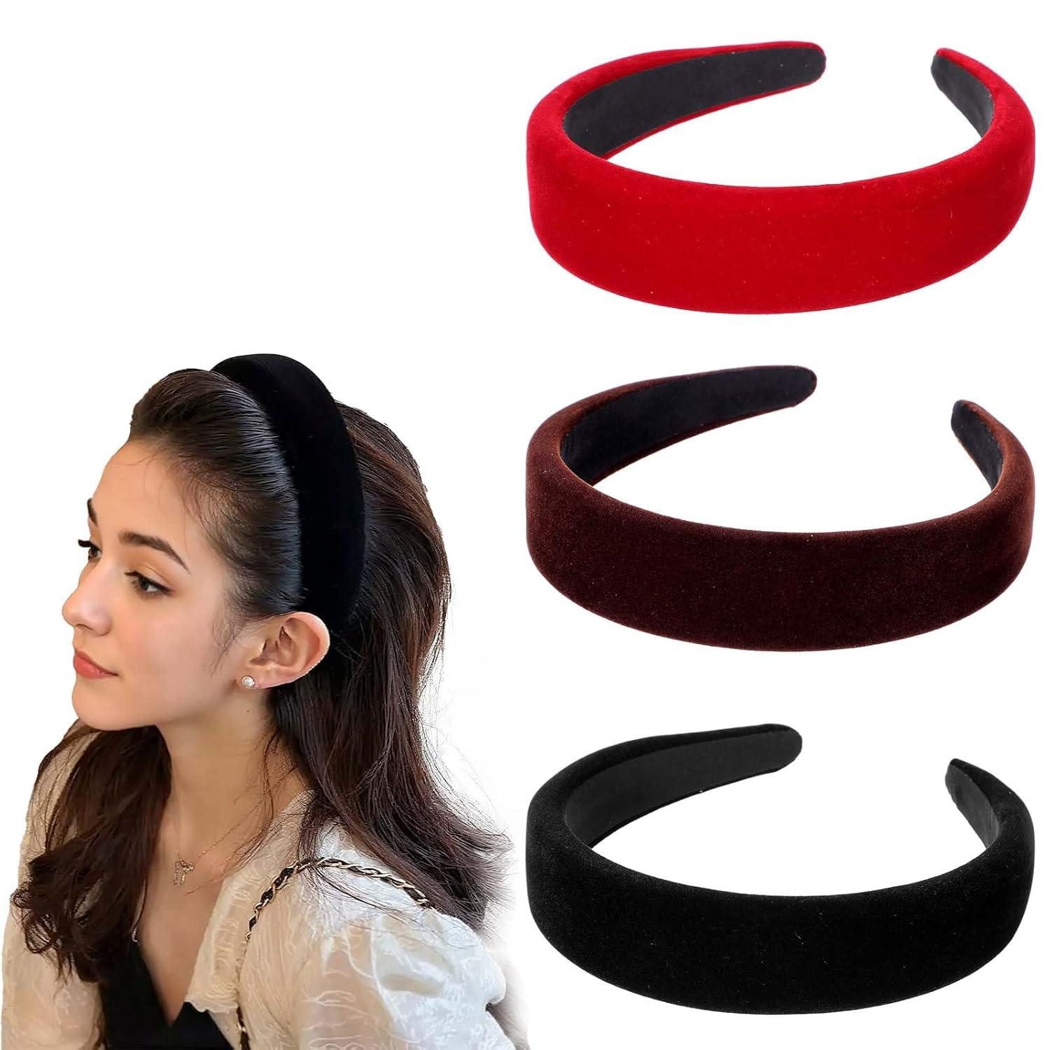 Haarreif 3 Stück 3cm Haarreifen Damen Samt Retro Vintage Haarschmuck