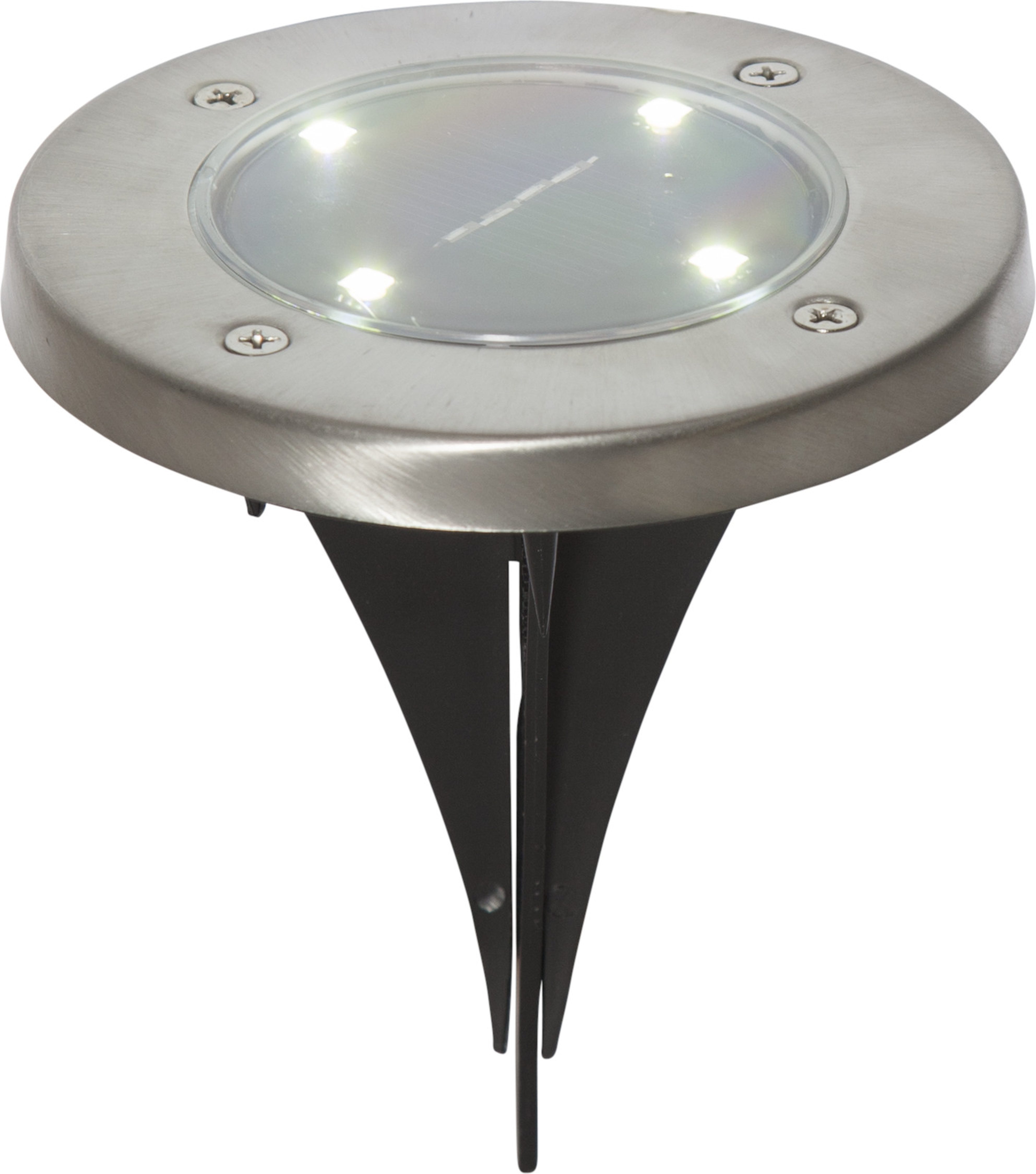 STAR TRADING LED Solarleuchte Solar Spotlight Rasenleuchte, Tageslichtsensor, LED fest integriert, Warmweiß, 3er-Set, flache Bauform, Dämmerungssensor