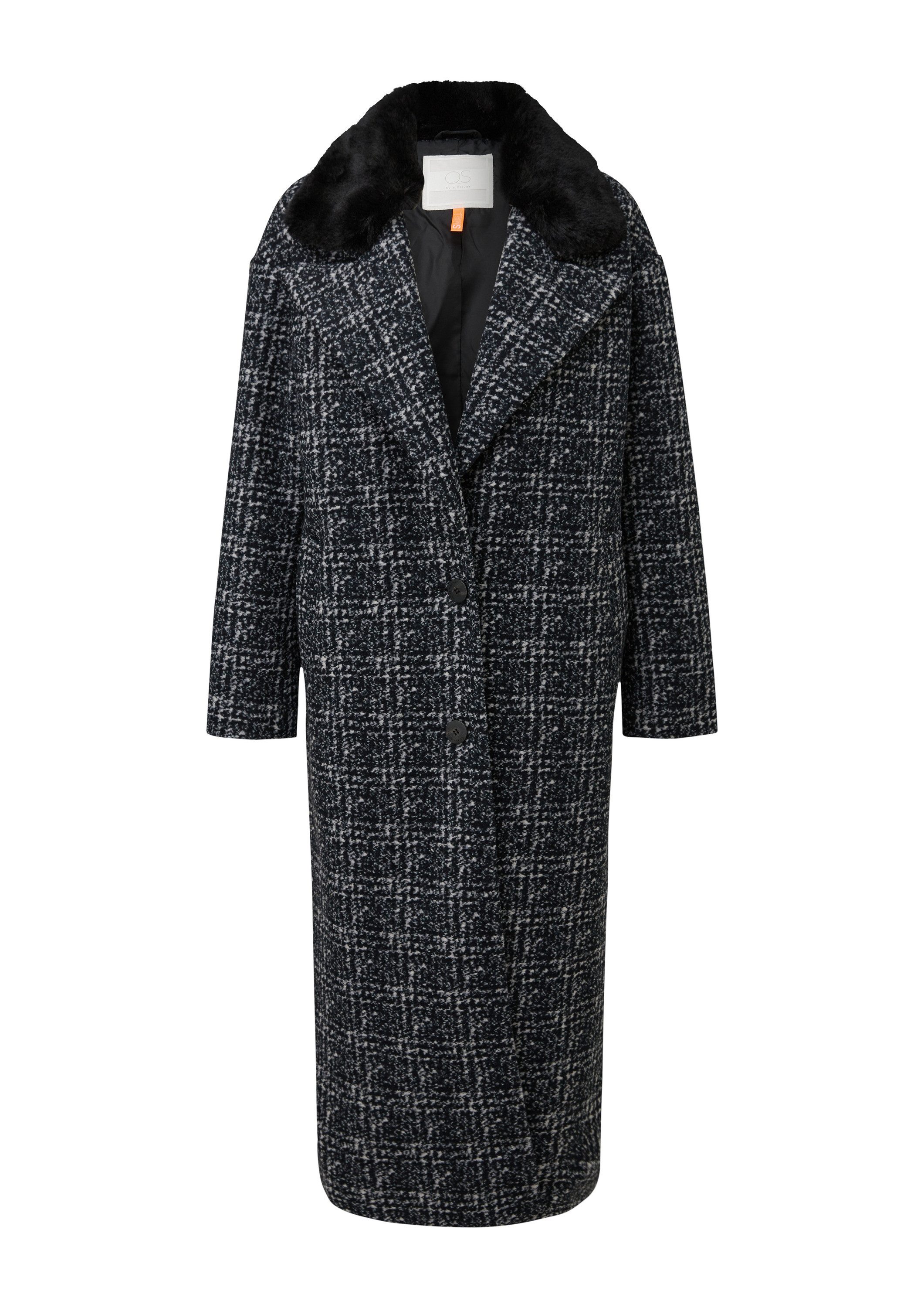 QS Funktionsmantel Outdoor-Mantel Mantel mit abnehmbarem Teddyplüschkragen