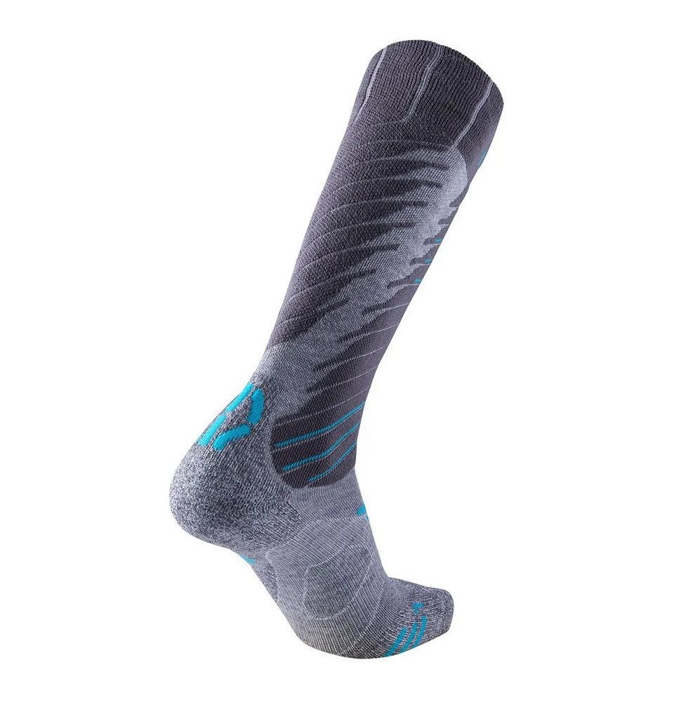 UYN Skisocken Ski Comfort Fit (Merinowolle, optimale Isolierung) grau/türkis Damen
