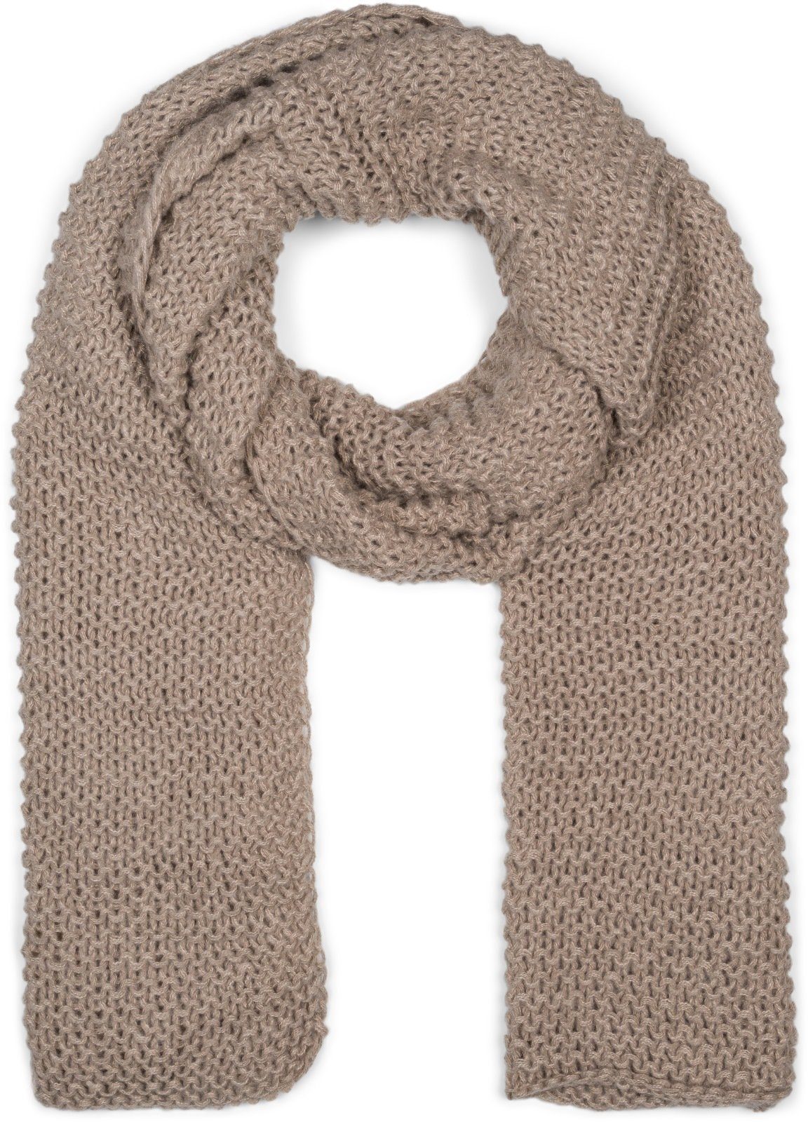 styleBREAKER Strickschal, (1-St), Schal Strickmuster Wellen Strick Langer mit Taupe