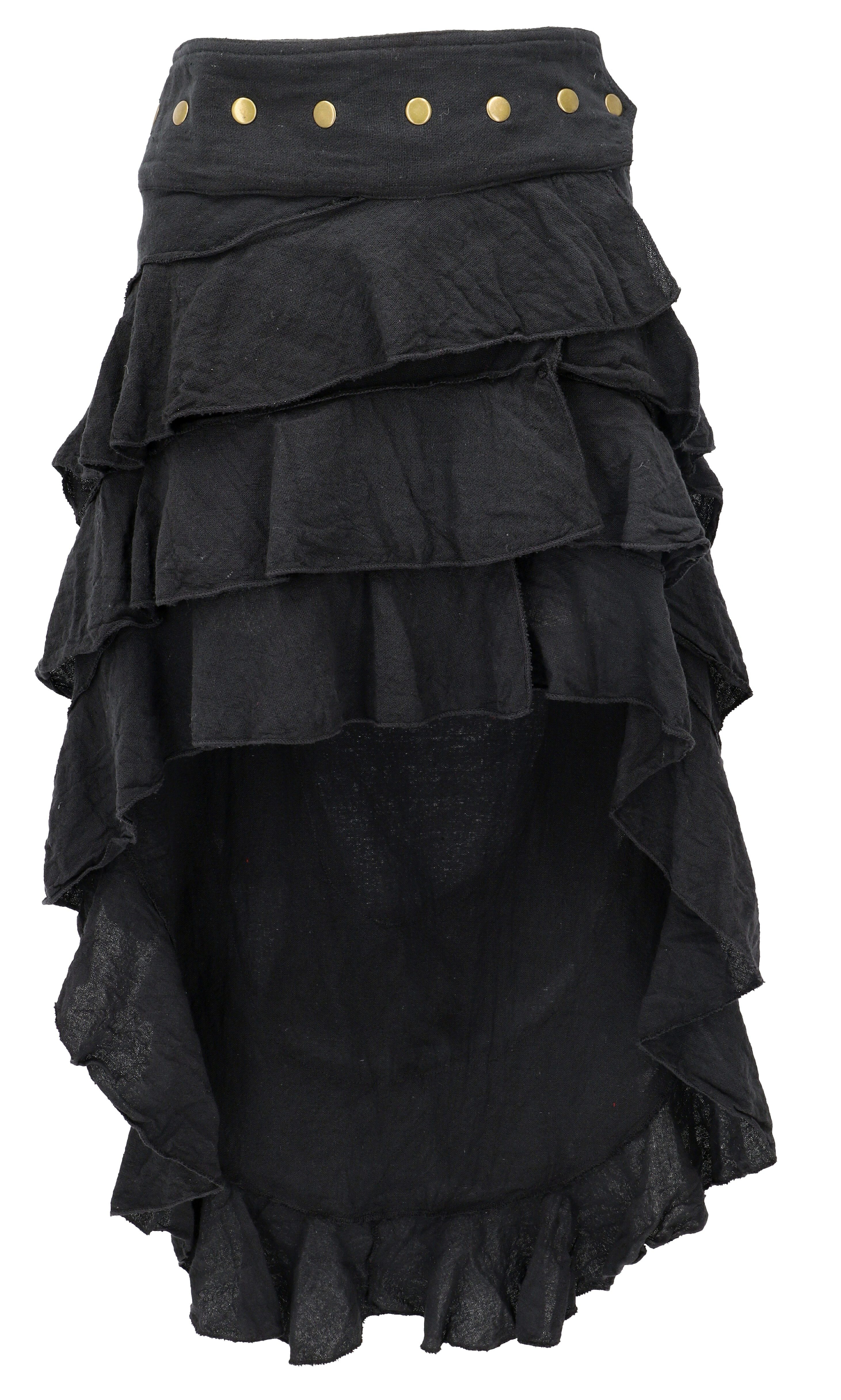Guru-Shop Minirock Boho Maxirock, langer Baumwollrock, Vokuhila.. alternative Bekleidung