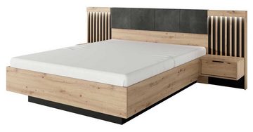 Feldmann-Wohnen Schlafzimmer-Set Tally, 160x200cm Artisan Eiche anthrazit mit Nachtkonsolen
