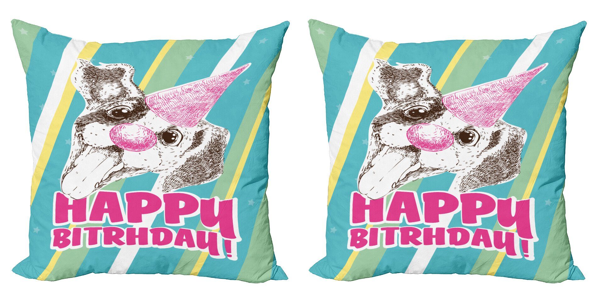 Kissenbezüge Modern Accent Doppelseitiger Digitaldruck, Abakuhaus (2 Stück), Geburtstagsparty Alles Gute zum Geburtstag Hund