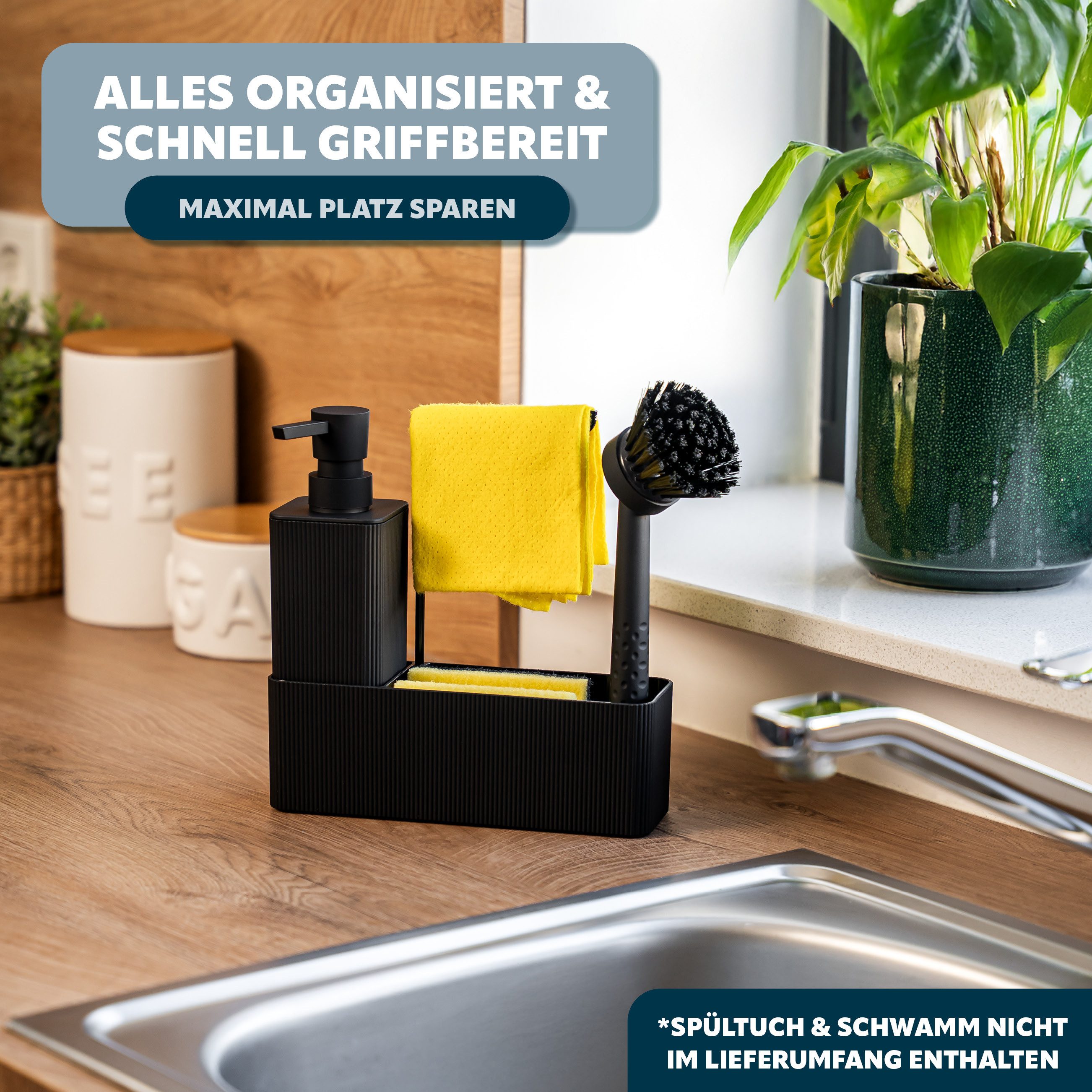 eluno Seifenspender Spülbecken Organizer ca. 20,5 x 22,5 x 6,5 cm (B/H/T)