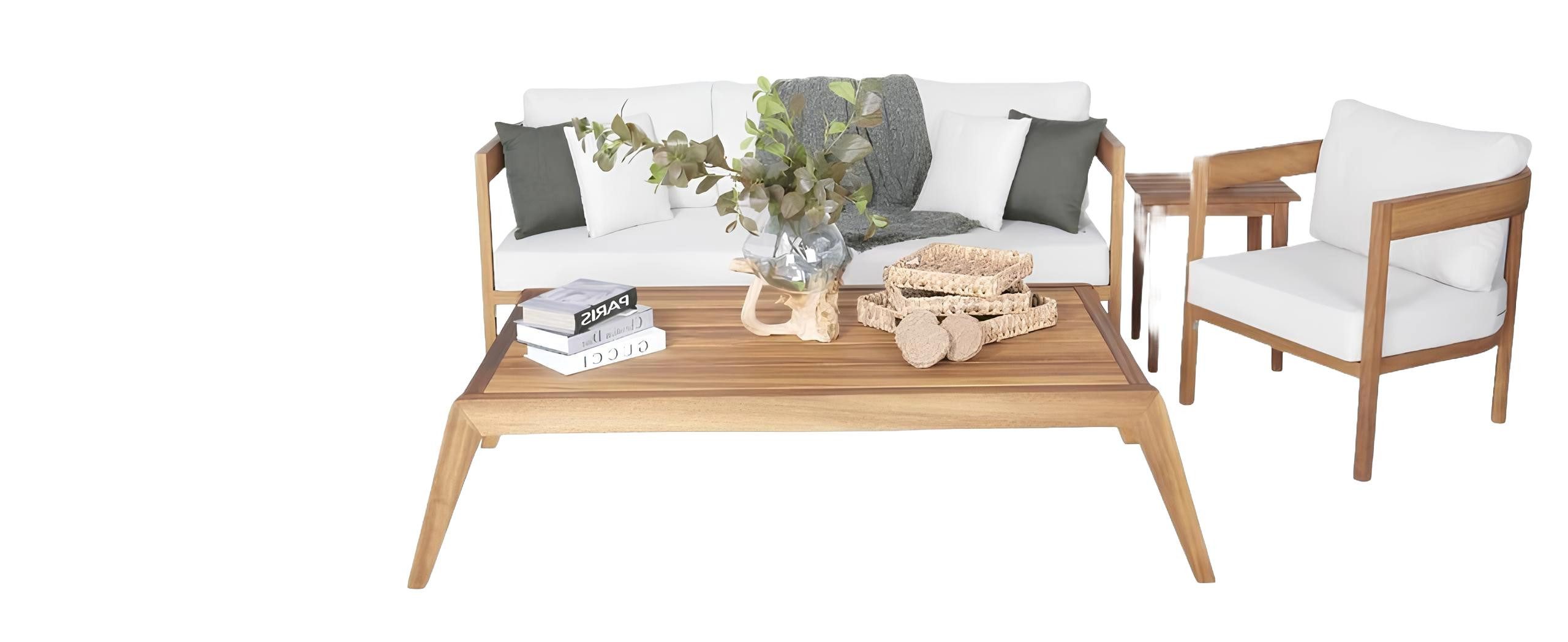Xlmoebel Sessel Elegantes Gartenmöbel-Set aus hochwertigem Material in modernem Design (4tlg Gartenmöbel Set (Sofa 3 Sitzer + 2x Sessel + Couchtisch), Hergestellt in Europa