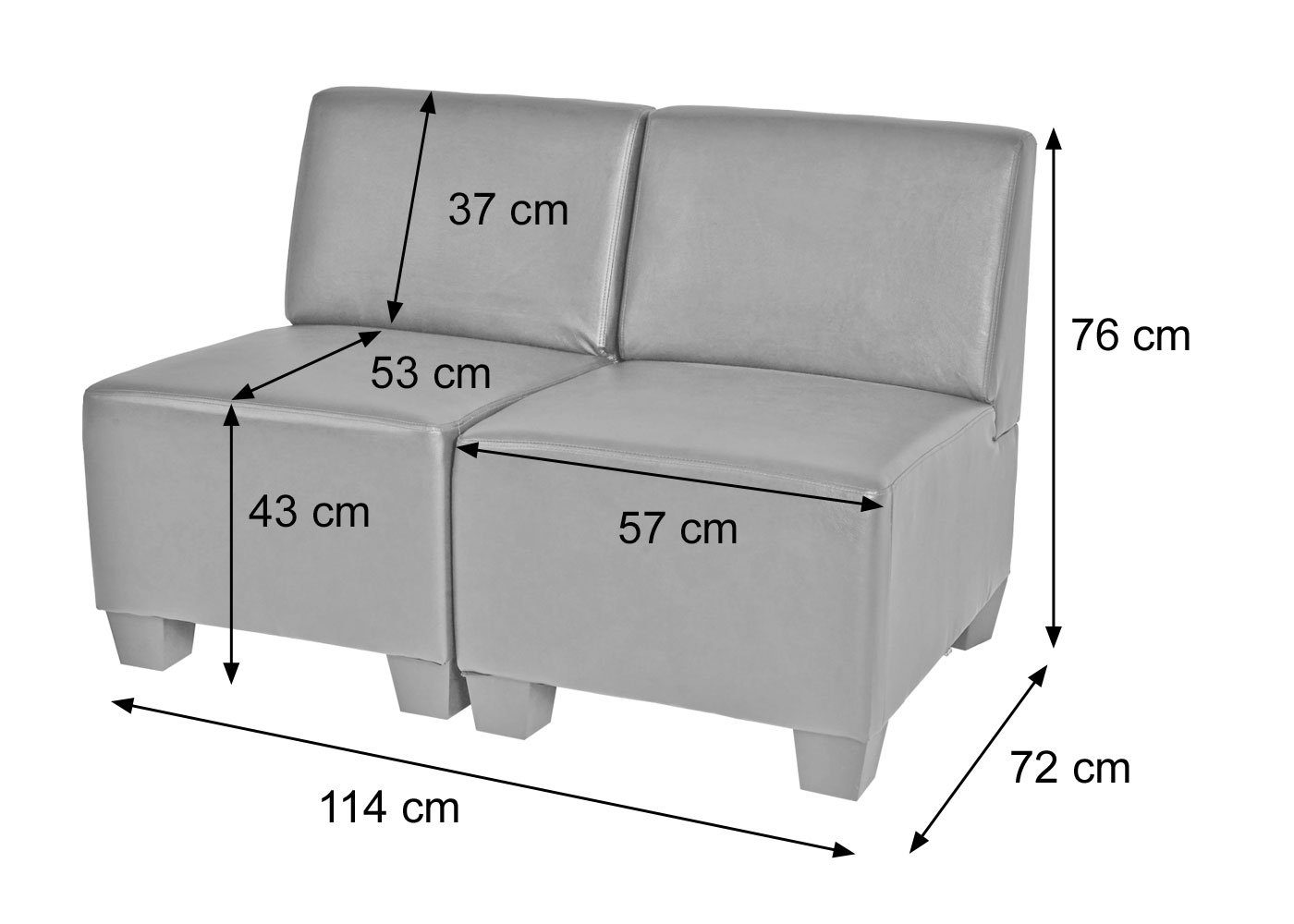 Set, Erweiterbar 2-Sitzer Elementen Lyon-Serie der | weiteren Moncalieri-2, MCW creme creme mit Polsterung, bequeme