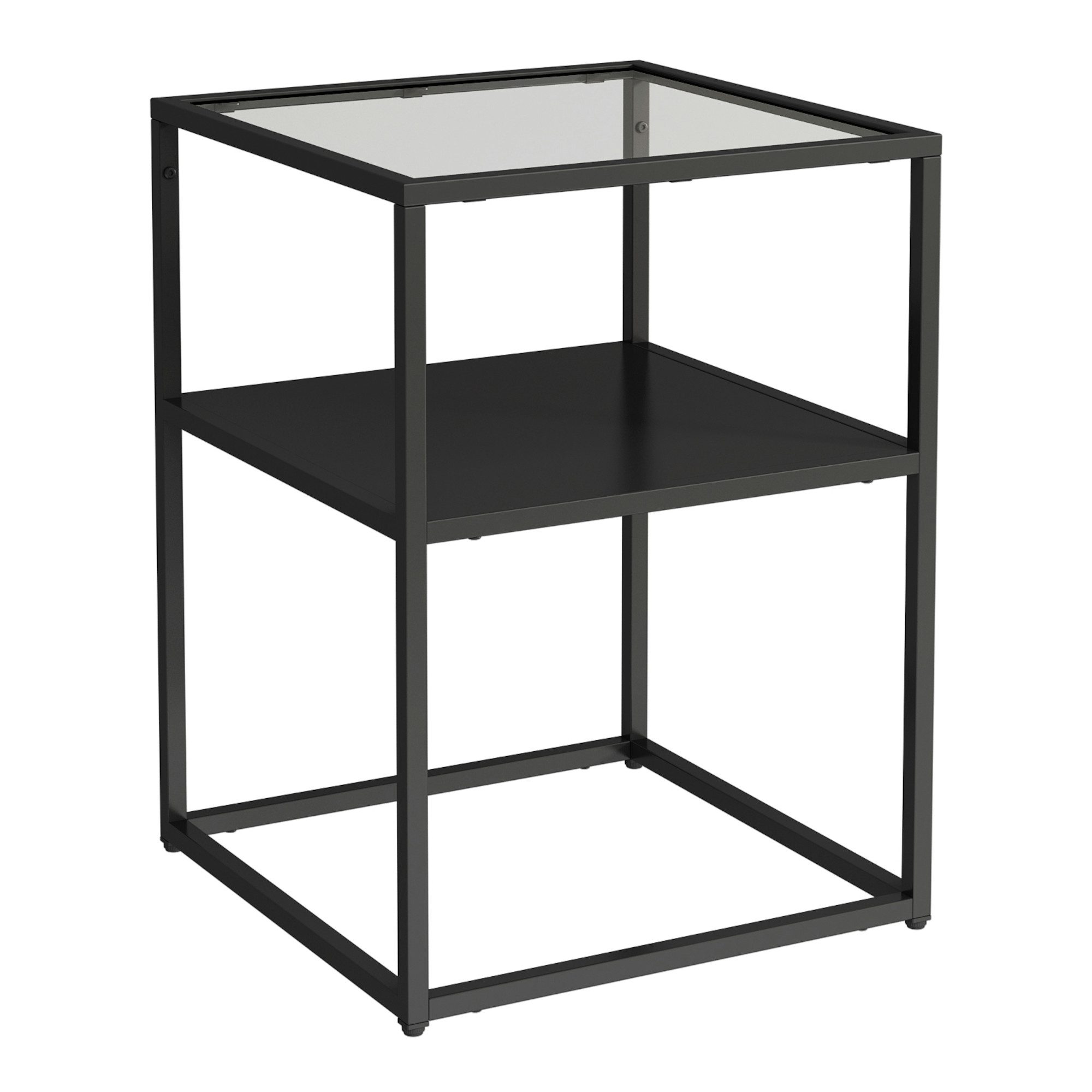 en.casa Beistelltisch, »Solund« Stahl Glas 55 x 40 x 40 cm Schwarz, matt