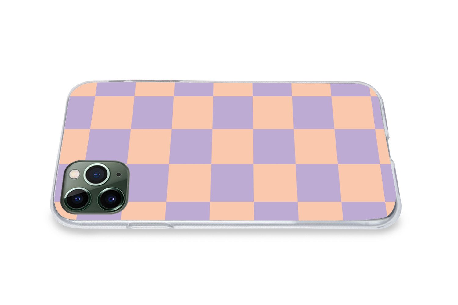 MuchoWow Handyhülle für Apple iPhone 11 Pro Schachbrettmuster - Lila - Rosa - Würfel, Smartphone-Bumper, Print, Handy Schutzhülle Dünn