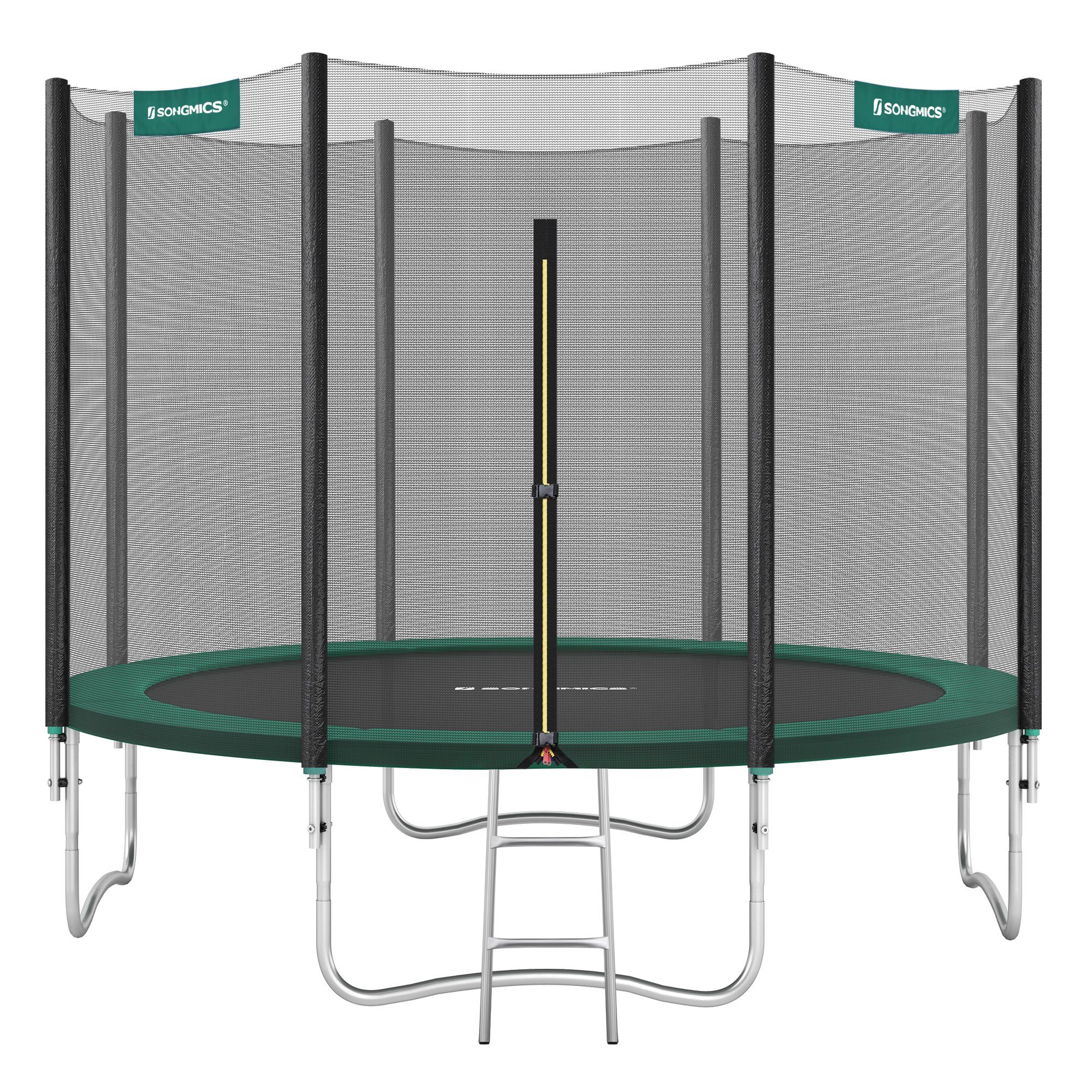 SONGMICS Gartentrampolin, Ø244/Ø305/ Ø366 cm, mit Leiter und gepolsterten Stangen