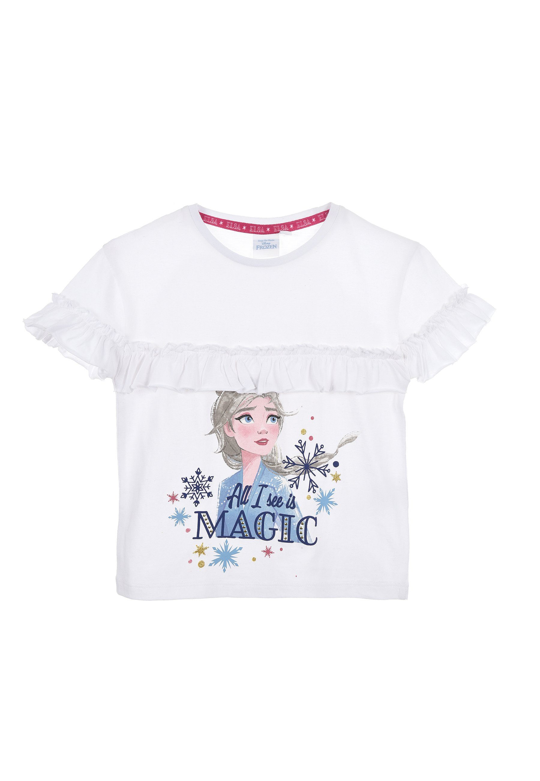 Disney Frozen T-Shirt Die Eiskönigin T-Shirt - Shirt Frozen Mädchen Weiß Sommer