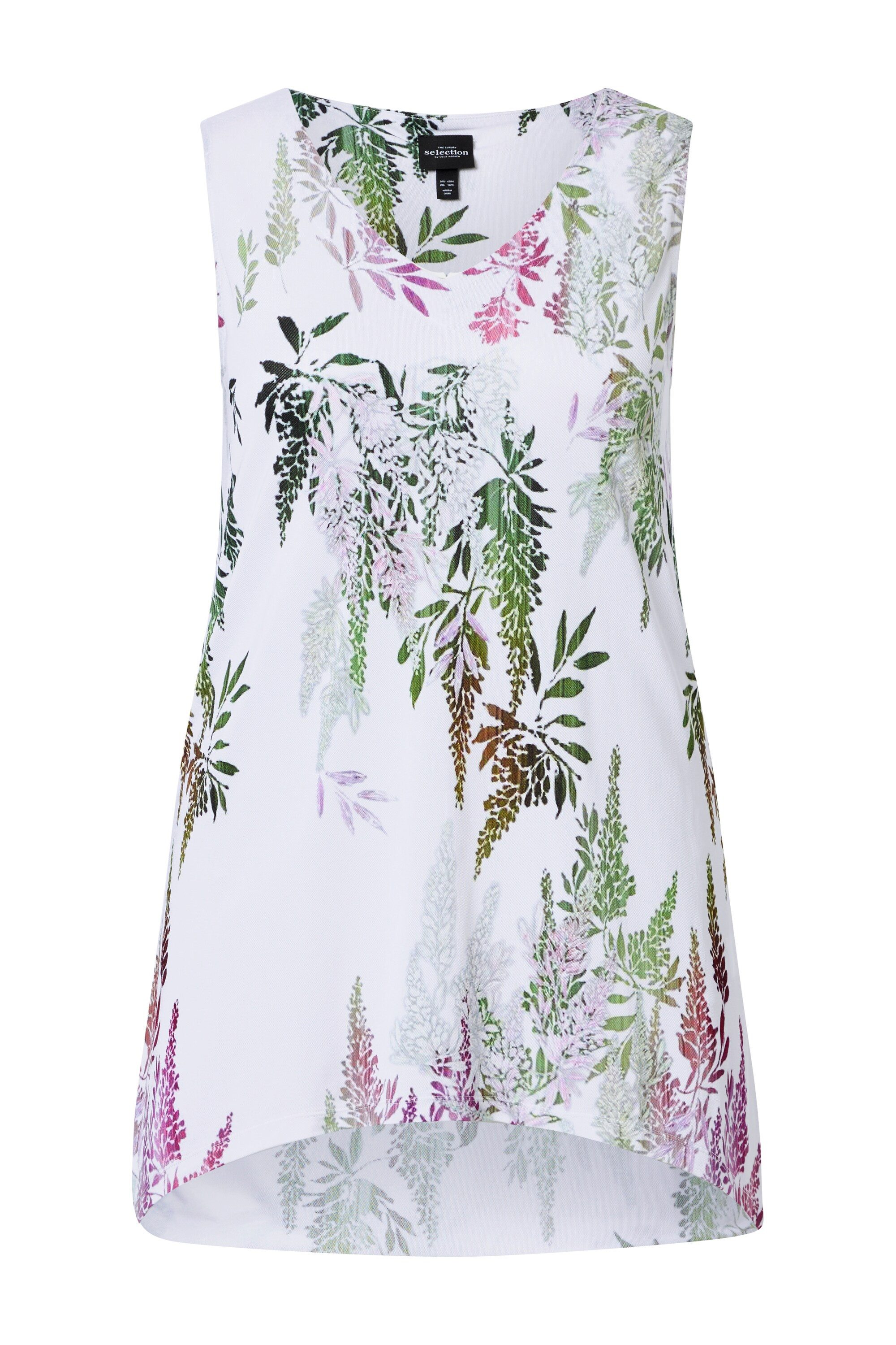 Ulla Popken Longtop Slinkyshirt Zipfelsaum A-Linie V-Ausschnitt