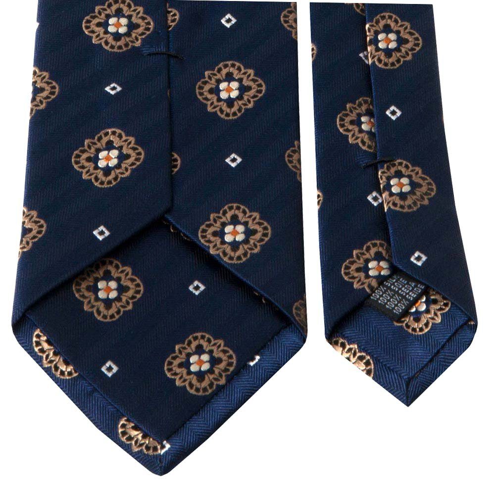 BGENTS Krawatte Seiden-Jacquard Krawatte mit geometrischem (8cm) Breit Muster Marineblau