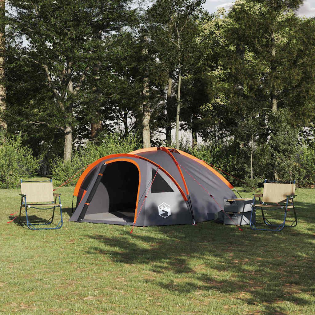 Faltzelt Campingzelt Grau und Orange 308 x 268 x 130 cm Polyester