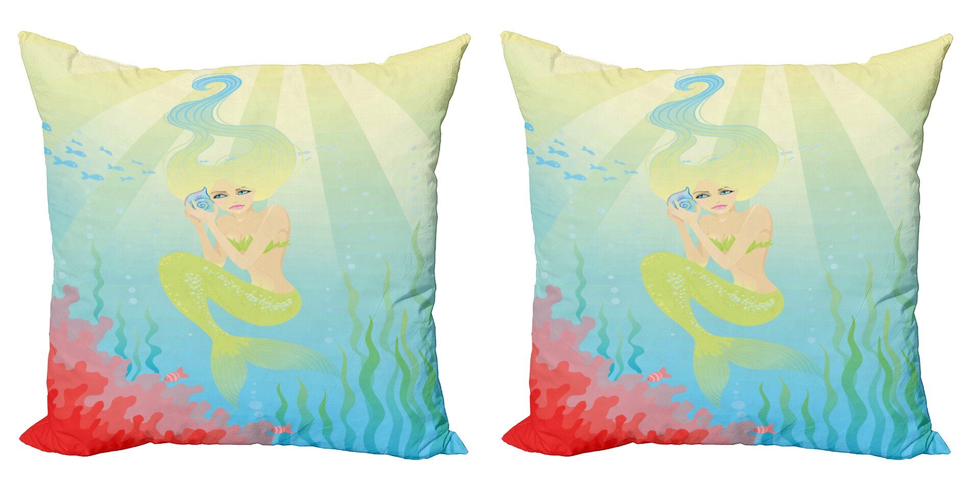 Modern Shell Accent Doppelseitiger Kissenbezüge (2 Digitaldruck, Ozean Abakuhaus Stück), Mermaid Ungewöhnliche