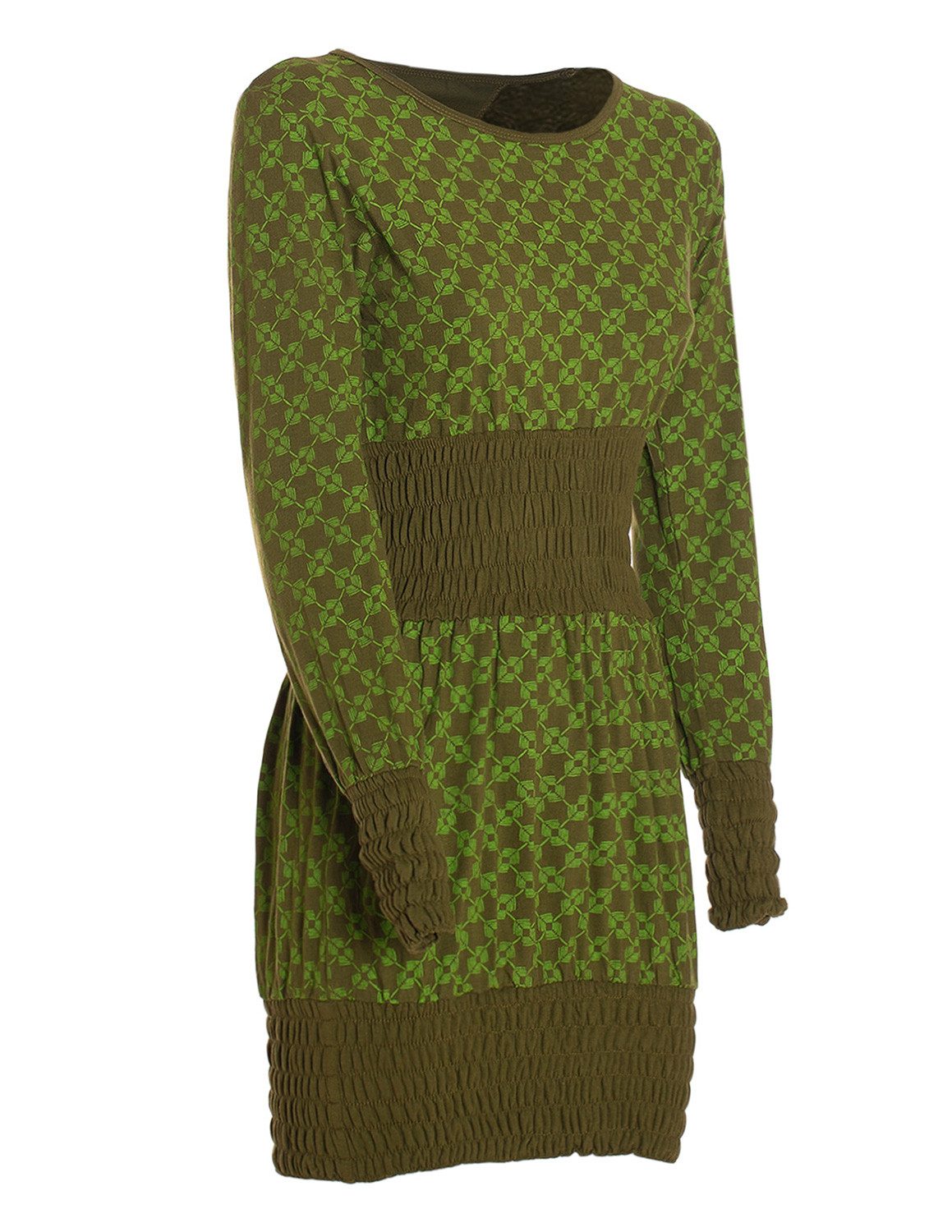 Vishes Jerseykleid Langarmkleid Damen Bedruckt Jersey mit Smok Alternative Mode, Boho, Hippie, Ethno, Festival