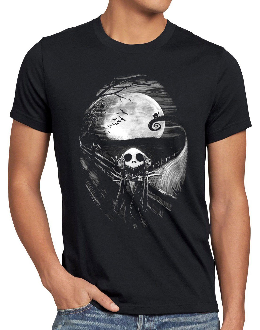 style3 Print-Shirt Herren T-Shirt Munch Nightmare jack skellington schrei c günstig online kaufen