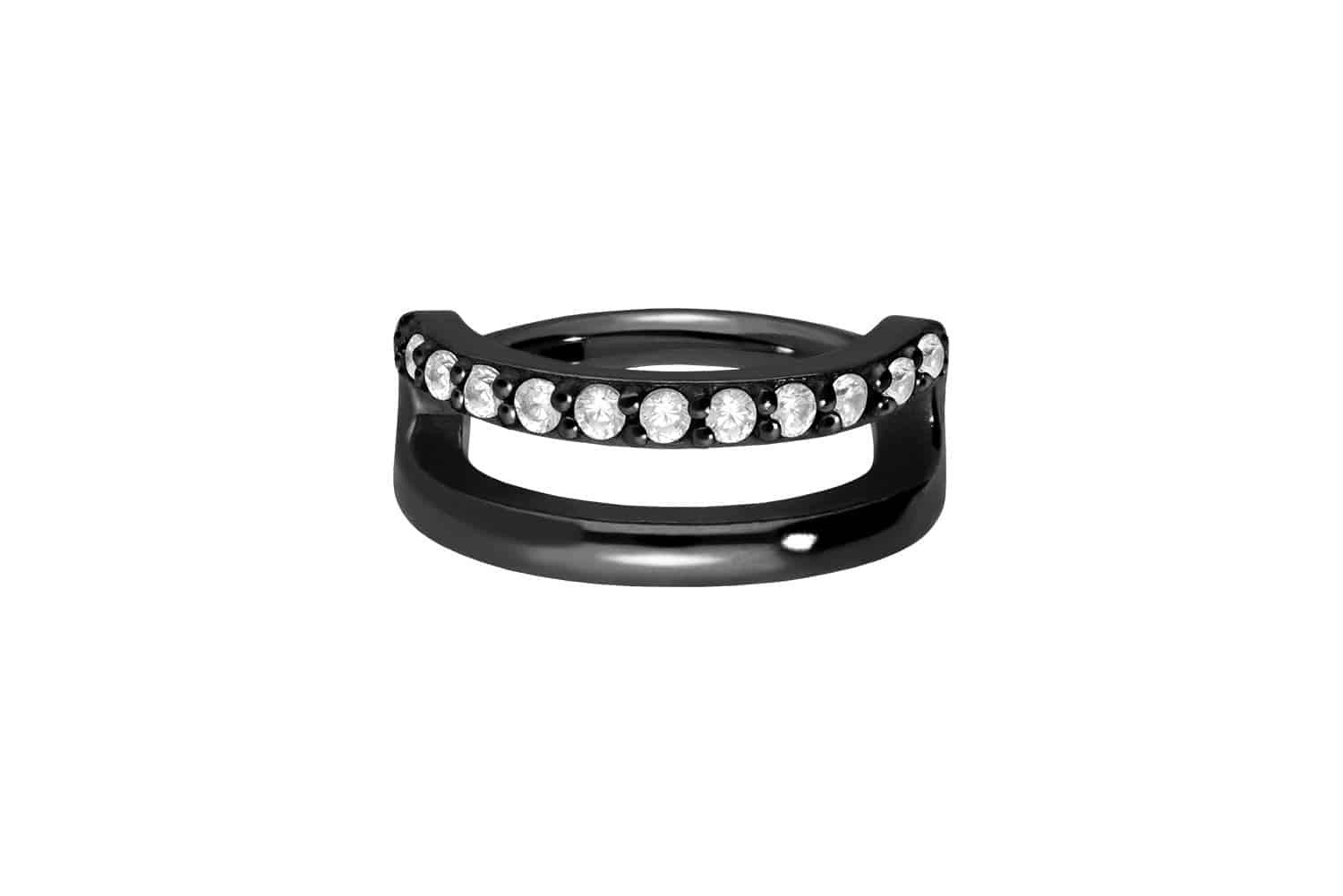 Nasenpiercing Chirurgenstahl Segmentring Clicker DOPPELRING + EINGEFASSTE KRISTALLE