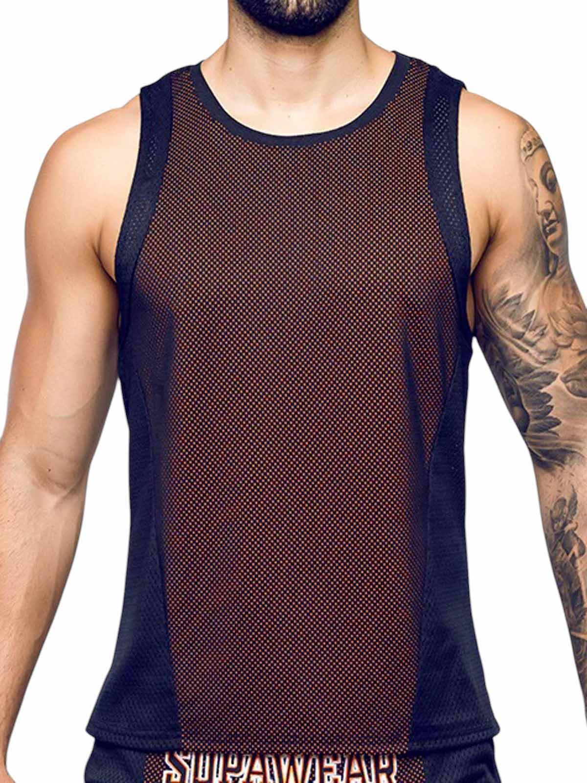 Supawear Tanktop Supawear Swish Mesh Singlet Neon Orange