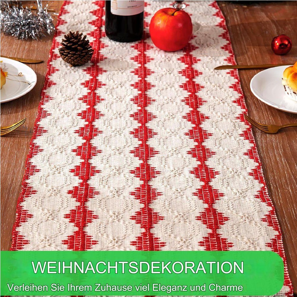 Küche, Tischläufer HIBNOPN 30x183CM Tischläufer für Weihnachten, Party, Boho, Quasten