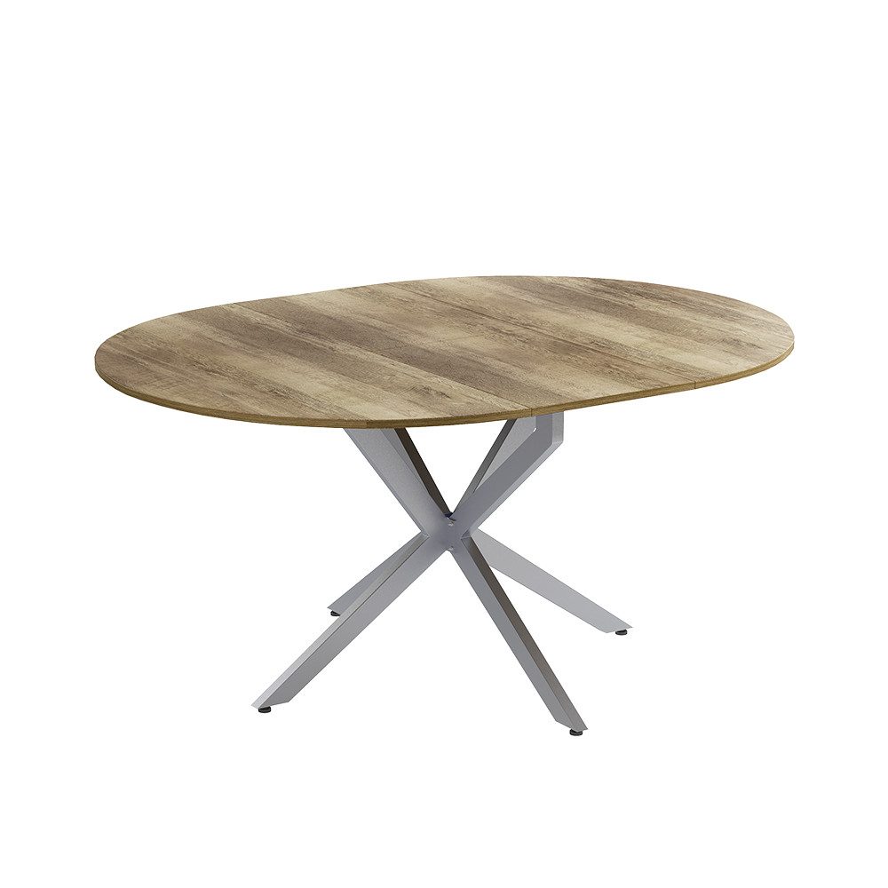 Vicco Esstisch Loyd, Weiß/Grau/Grau, 120 x 76.5 cm ausziehbar