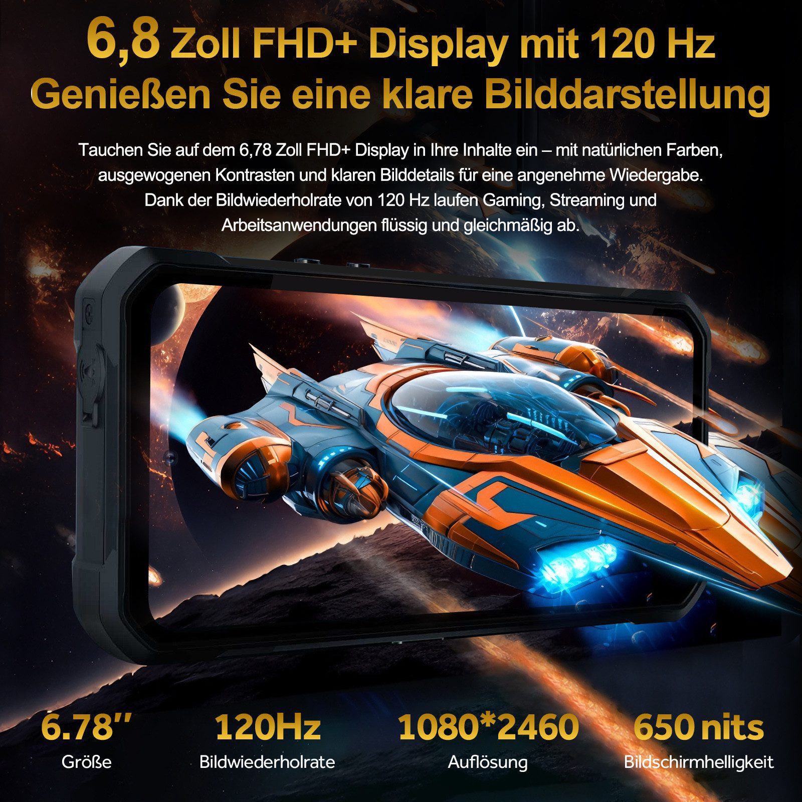 OUKITEL WP61 Plus 5G Robustes Walkie Talkie Outdoor Smartphone (17,27 cm/6.8 Zoll, 512 GB Speicherplatz, 108 MP Kamera, 20000mAh, 6,8'' FHD+ Display, Android 16, IP68/IP69K) schwarz