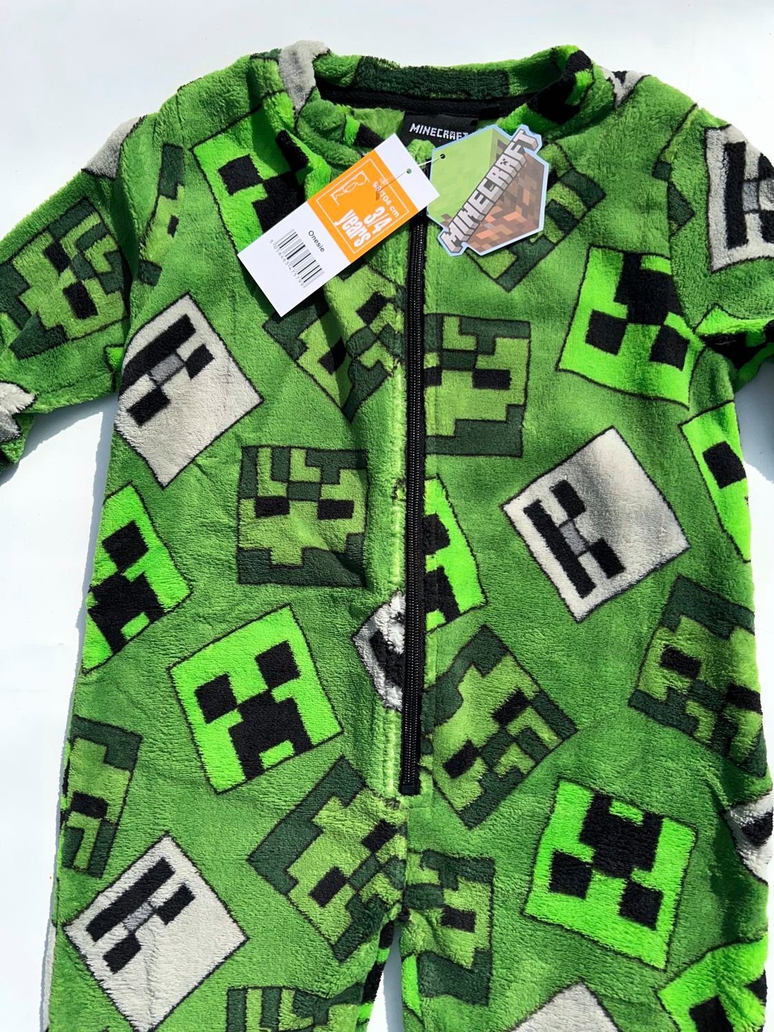 Minecraft Jumpsuit MINECRAFT Kinder Jumpsuit Overall Pyjama Strampelanzug Jungen + Mädchen 3 4 5 6 7 8 9 10 Jahre Gr: 98/104 110/116 122/1280134/140
