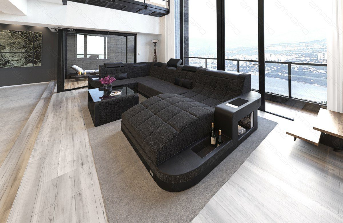 Sofa Dreams Wohnlandschaft Polster Stoffsofa Wave U Form H Strukturstoff Sofa, Couch wahlweise mit Bettfunktion