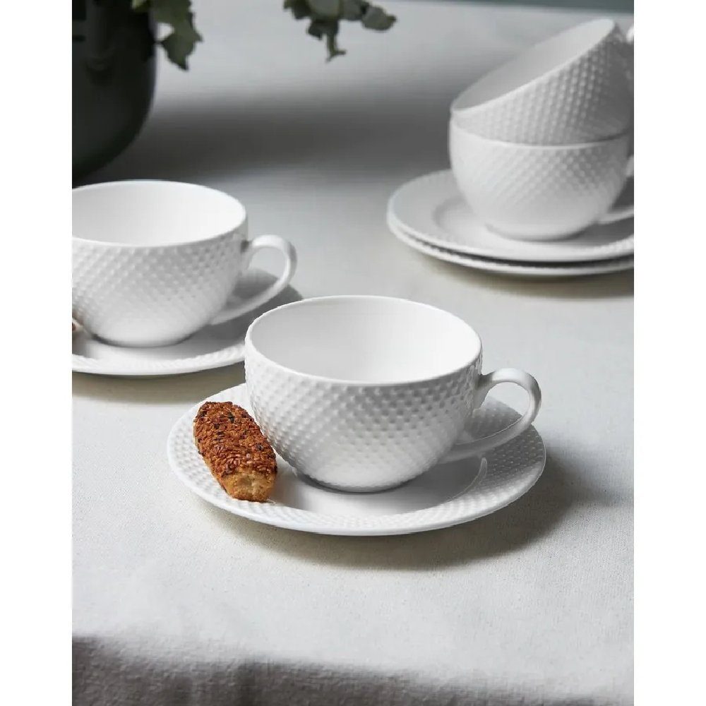 Kaffeeservice Punto für 4 Personen Teetasse und Untertasse Set, 8 Teilig