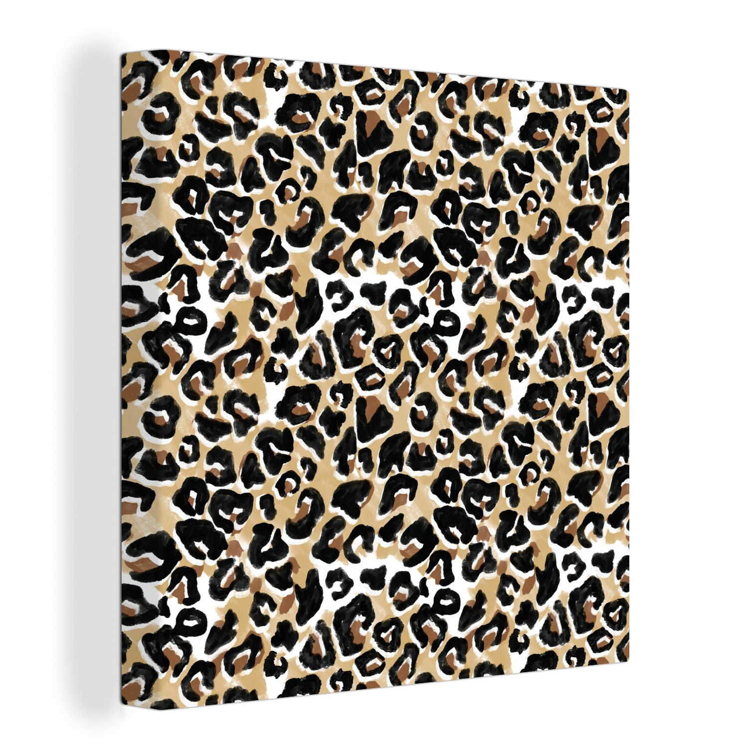 OneMillionCanvasses® Leinwandbild Tierdruck - Panther - Braun - Aquarell, (1 St), Leinwand Bilder für Wohnzimmer Schlafzimmer