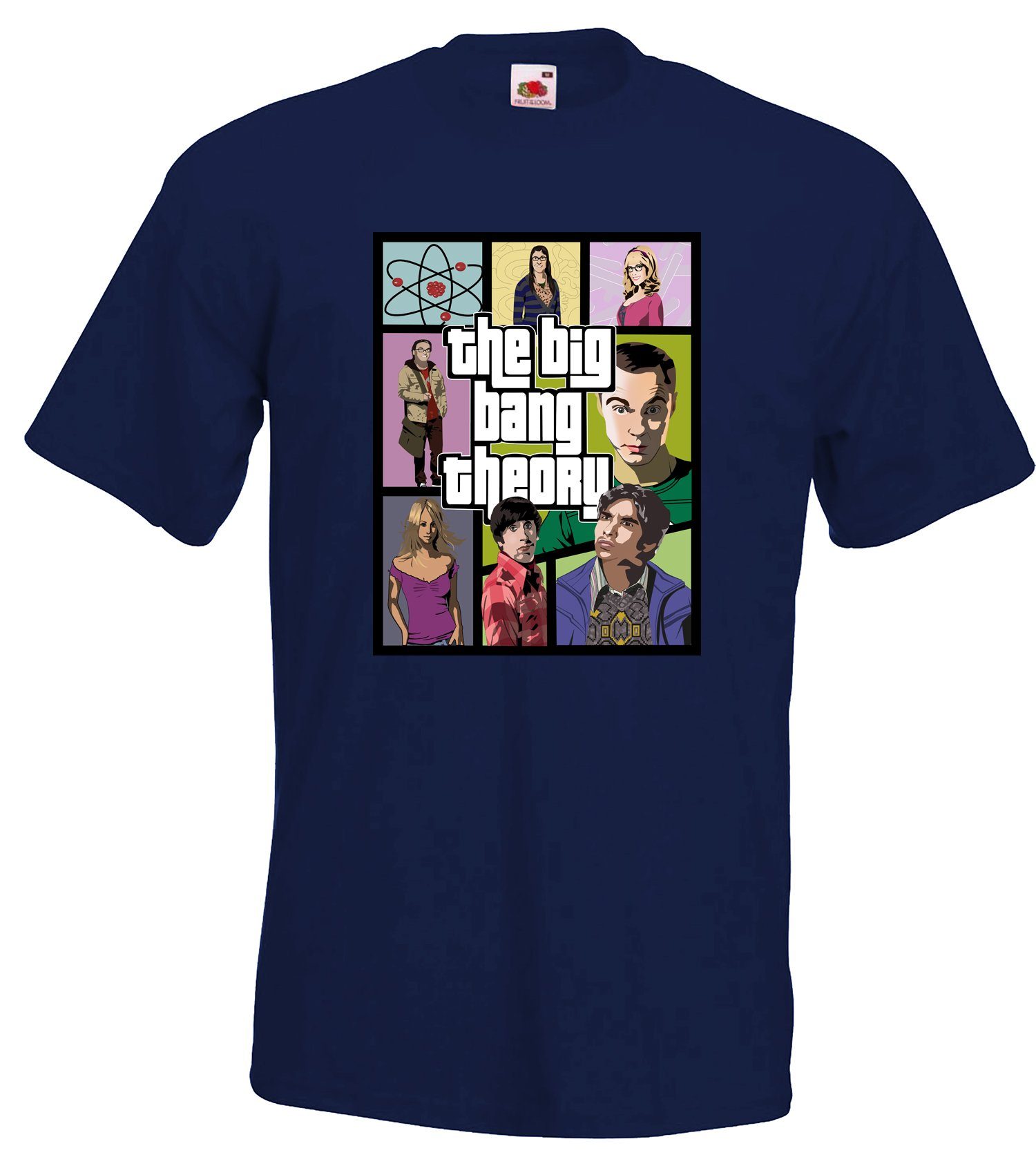 mit Herren trendigem Popart Navyblau T-Shirt Designz Youth Motiv Big Gaming-Serien Shirt Bang