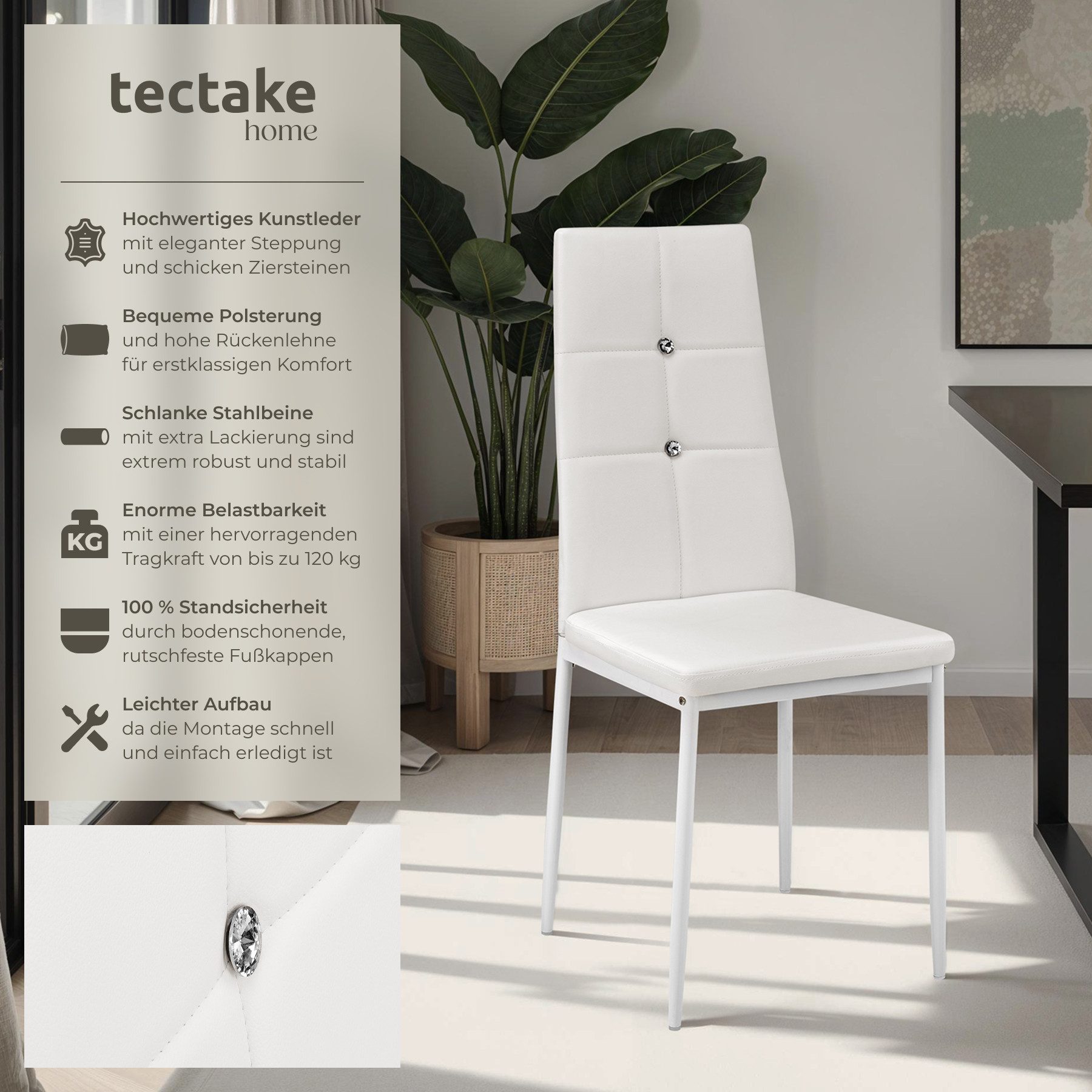 tectake Esszimmerstuhl Set Esszimmerstuhl (Set, 6 günstig online kaufen