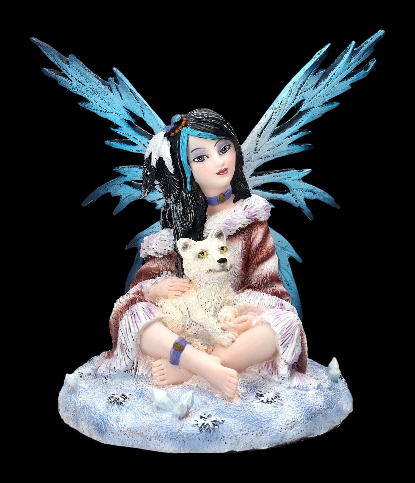 Figuren Shop GmbH Dekofigur Elfenfigur - Polara mit Babywolf - Feen