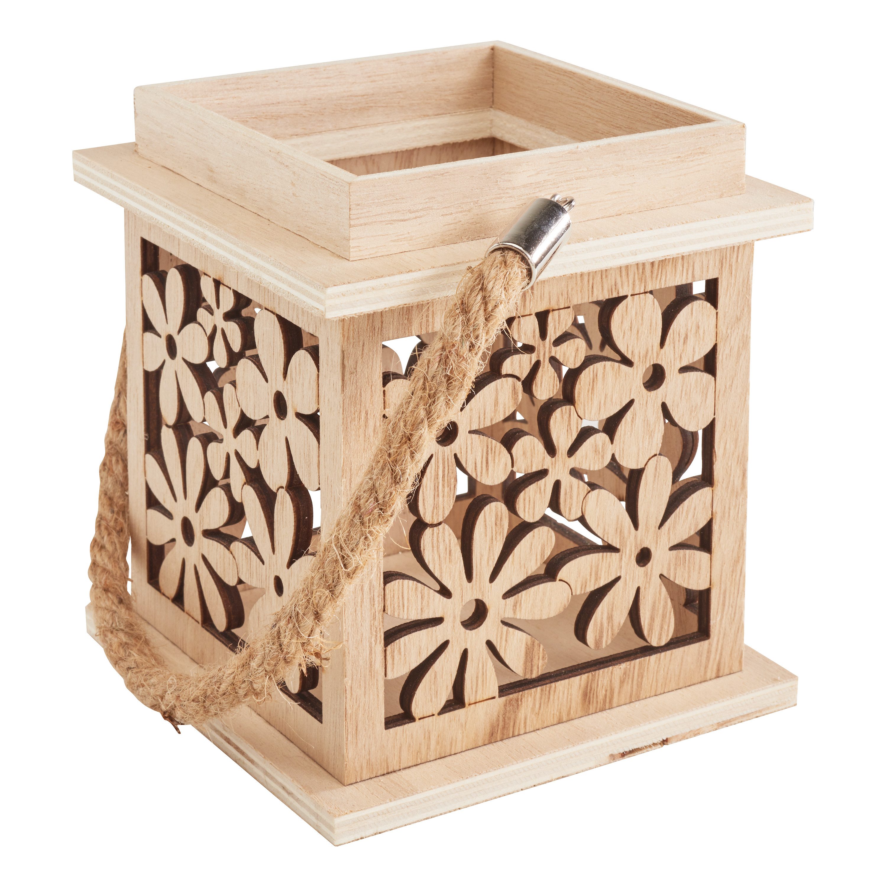 VBS Windlicht Laterne Blumen, Holz furniert günstig online kaufen