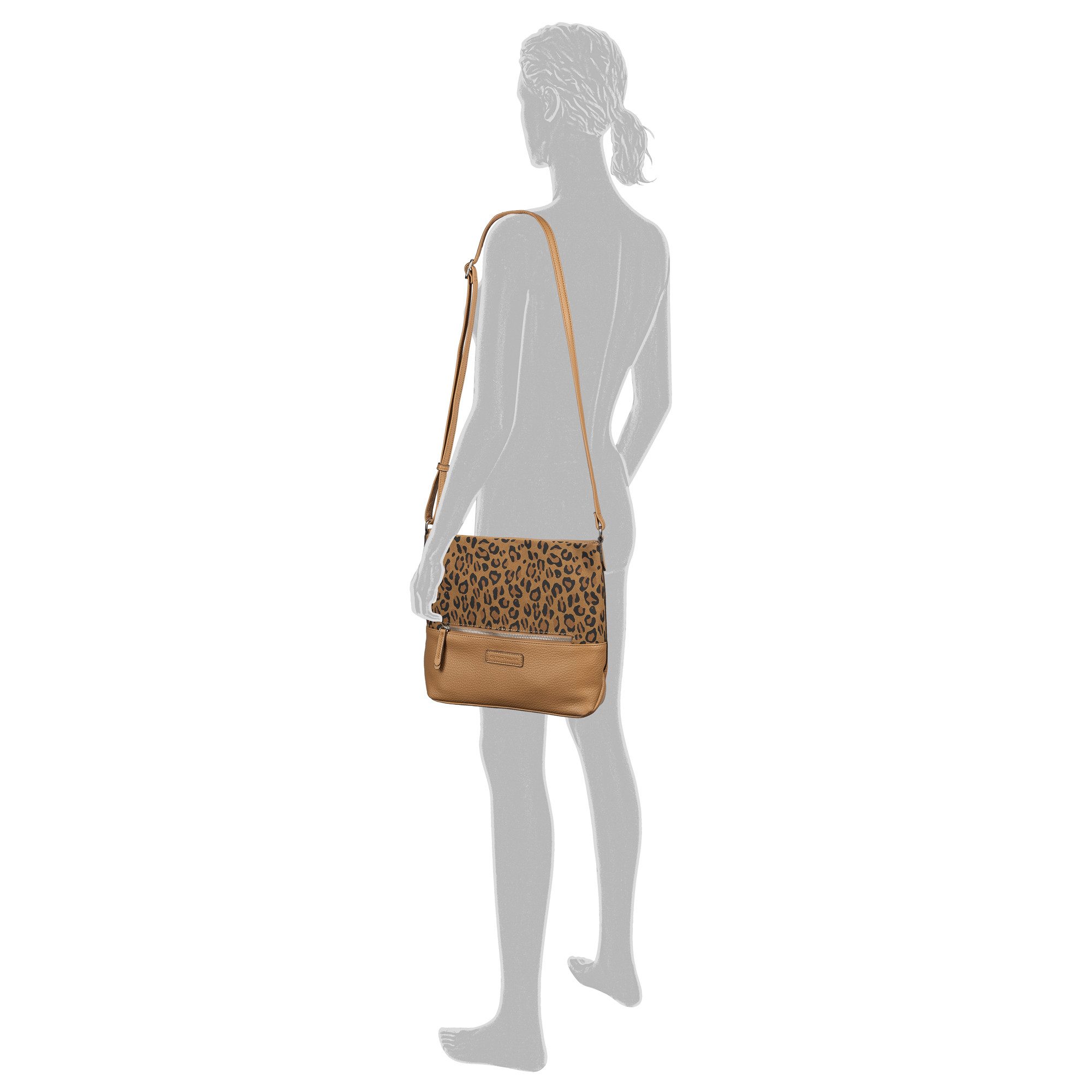 TOM TAILOR Umhängetasche Gia, Damen Schultertasche, in Leooptik, sehr weiche Haptik