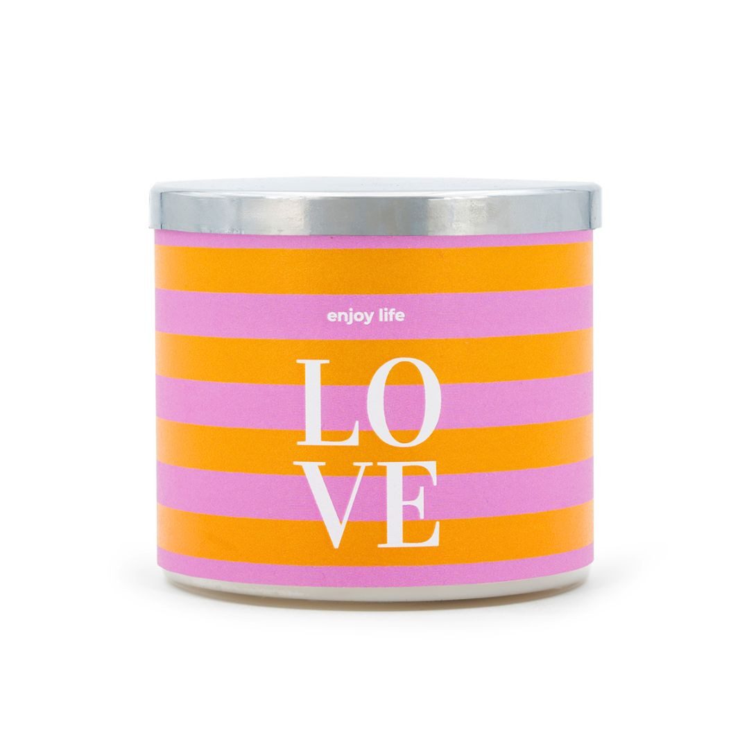 suebidou Duftkerze Enjoy Life Candle Elegantes, Kerzenglas mit originellem Design, nachhaltig, kreativ, 3-Docht