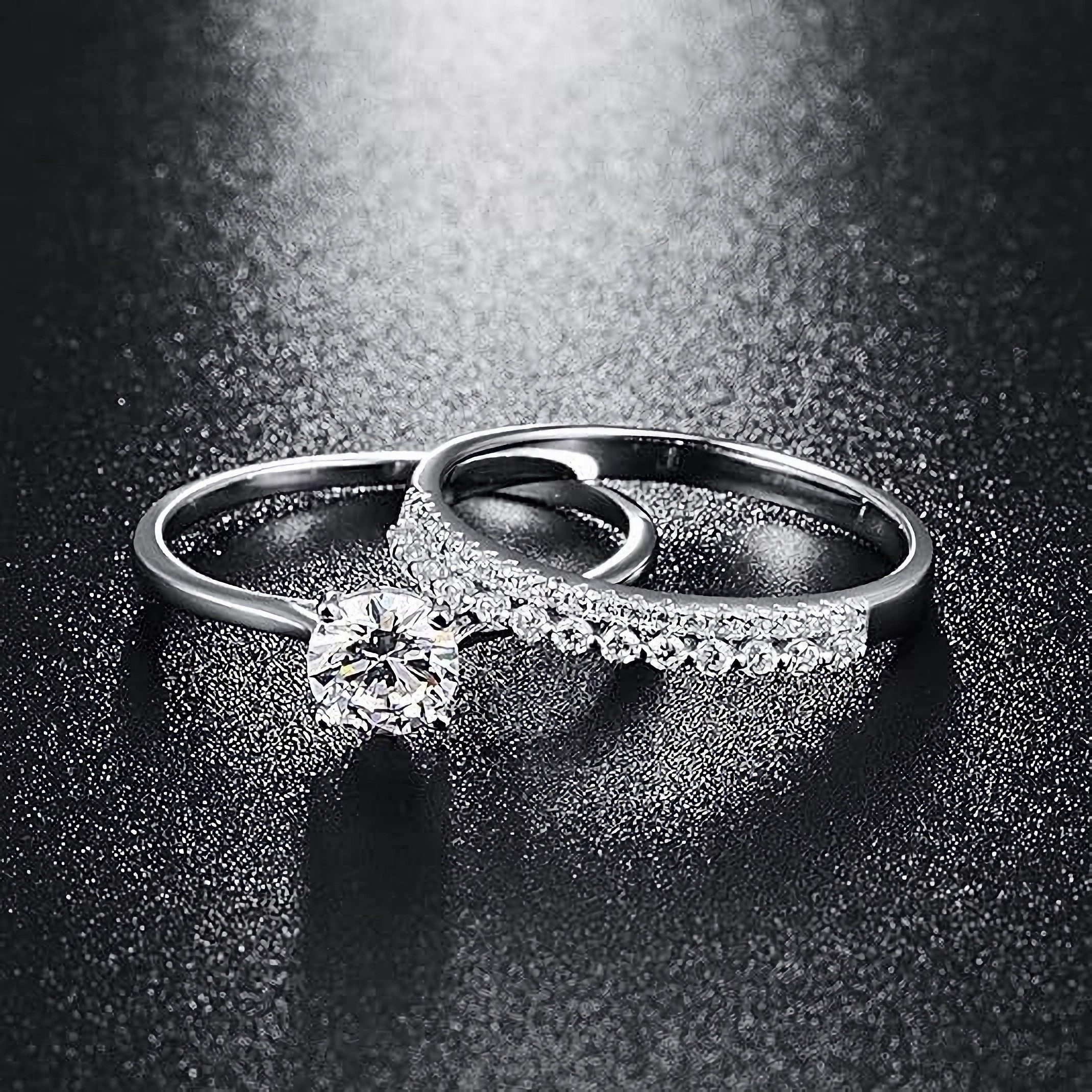 Jumpeak Diamantring 585 Gold, 1ct im Labor Brillantrundschliff, Ehering-Set, E,vs1,3EX,IGI Zertifikat,Damenring,Geschenk zum Jahrestag