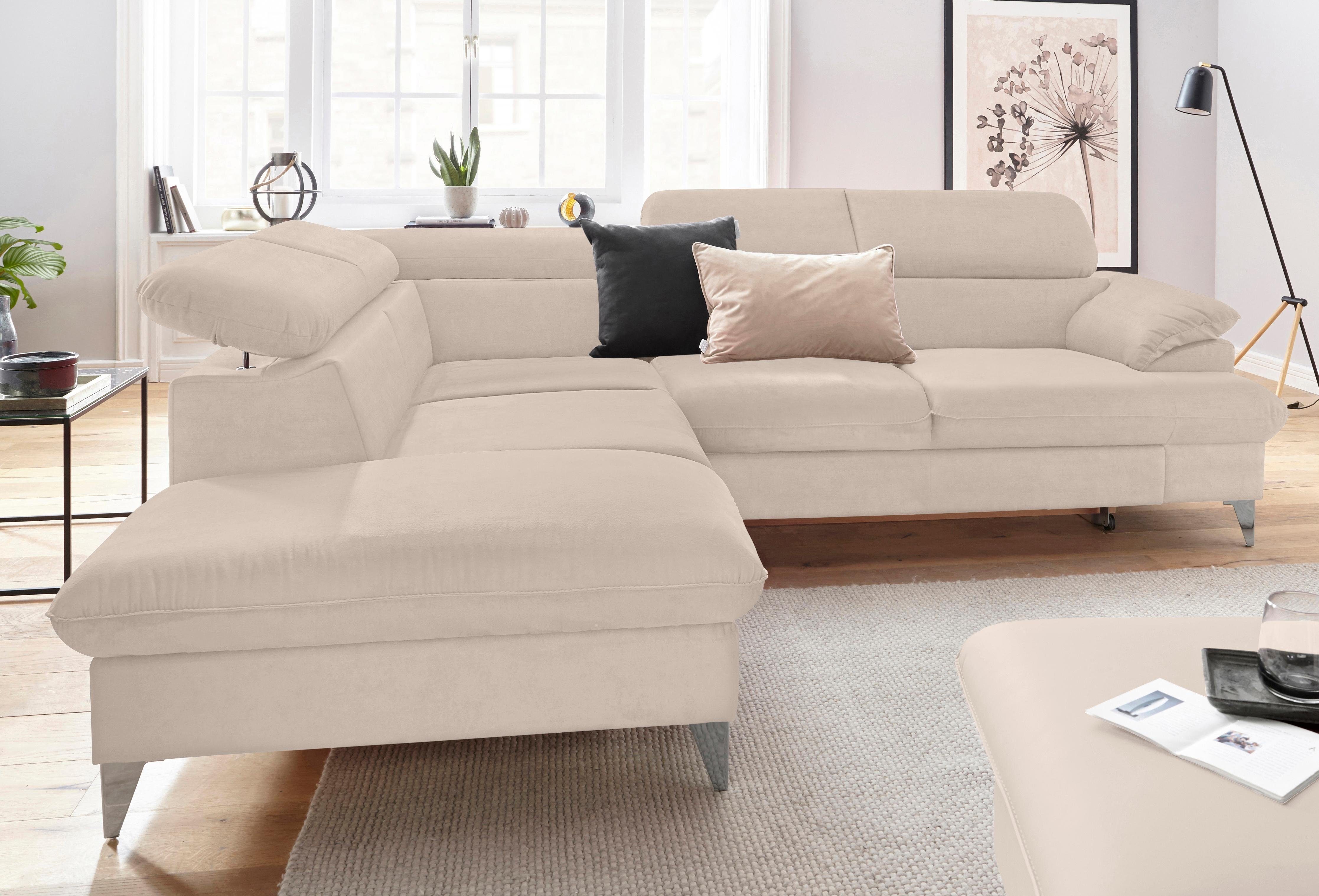 COTTA Polstergarnitur Caluso L-Form, Set bestehend aus: Ecksofa mit Kopfteilverstellung & Hocker