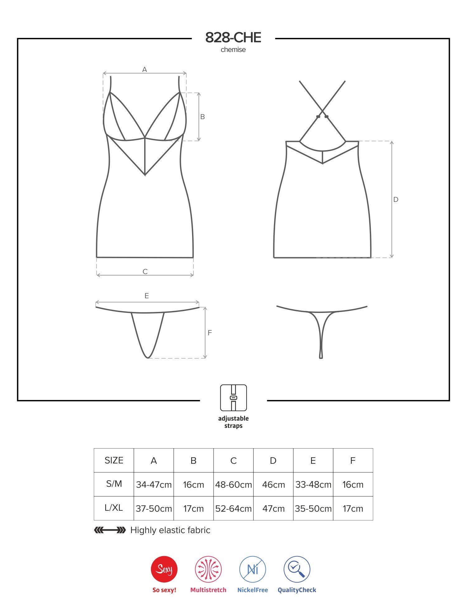 Obsessive Negligé Negligee schwarz mit String transparent Dessous (2-tlg)