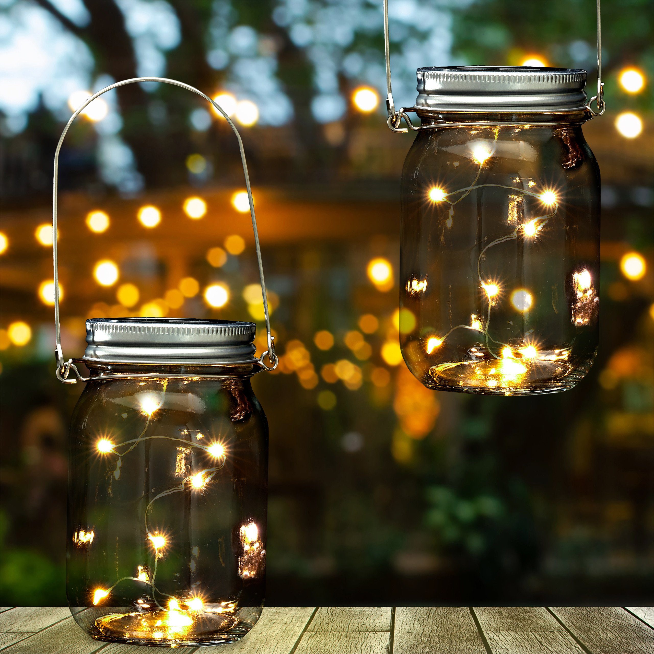 relaxdays Gartenleuchte LED Solar Glas 2er günstig online kaufen