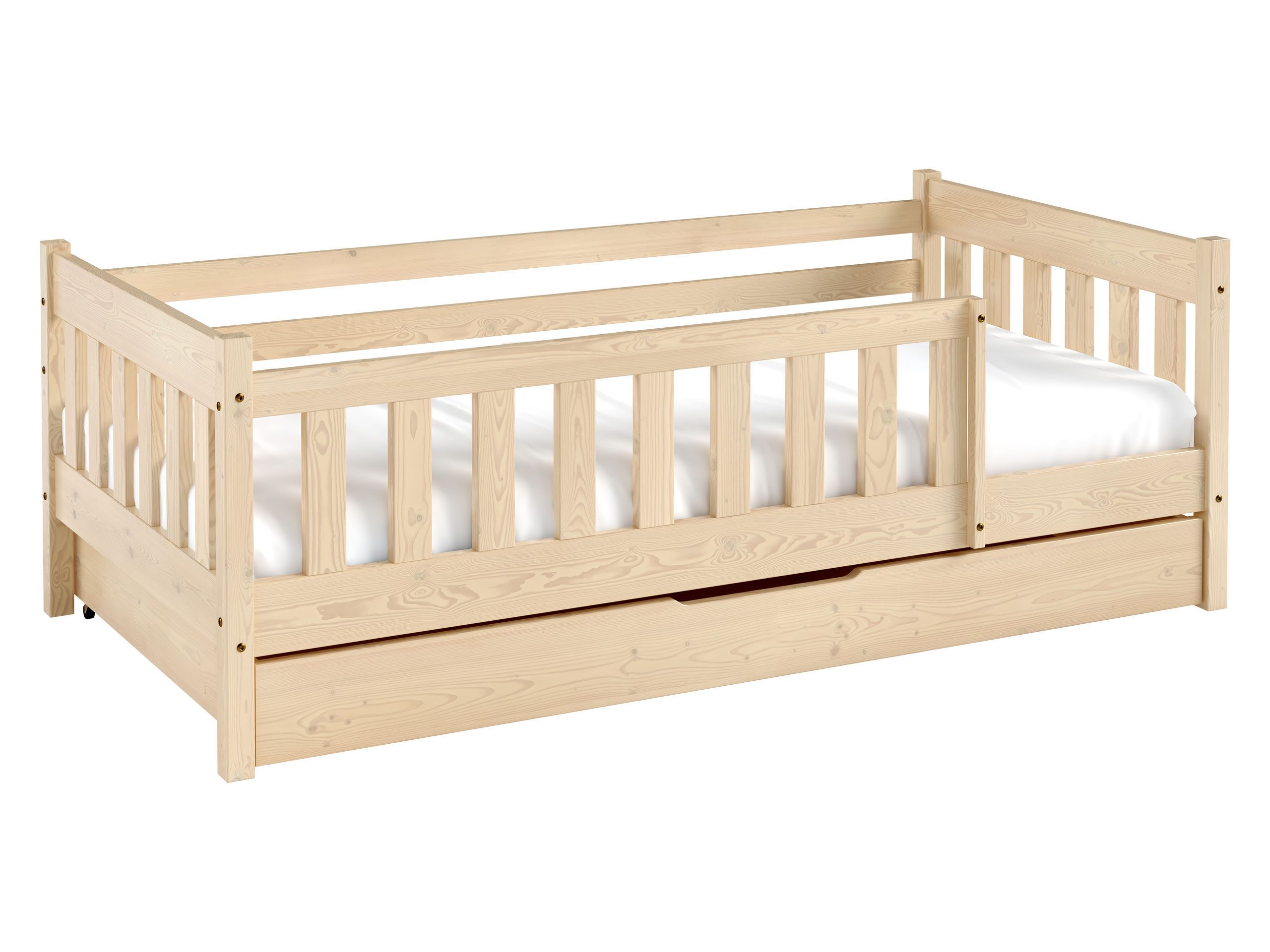 MIRJAN24 Kinderbett Nadia (mit Bettschublade), Holzkonstruktion, Lattenrost aus Holz