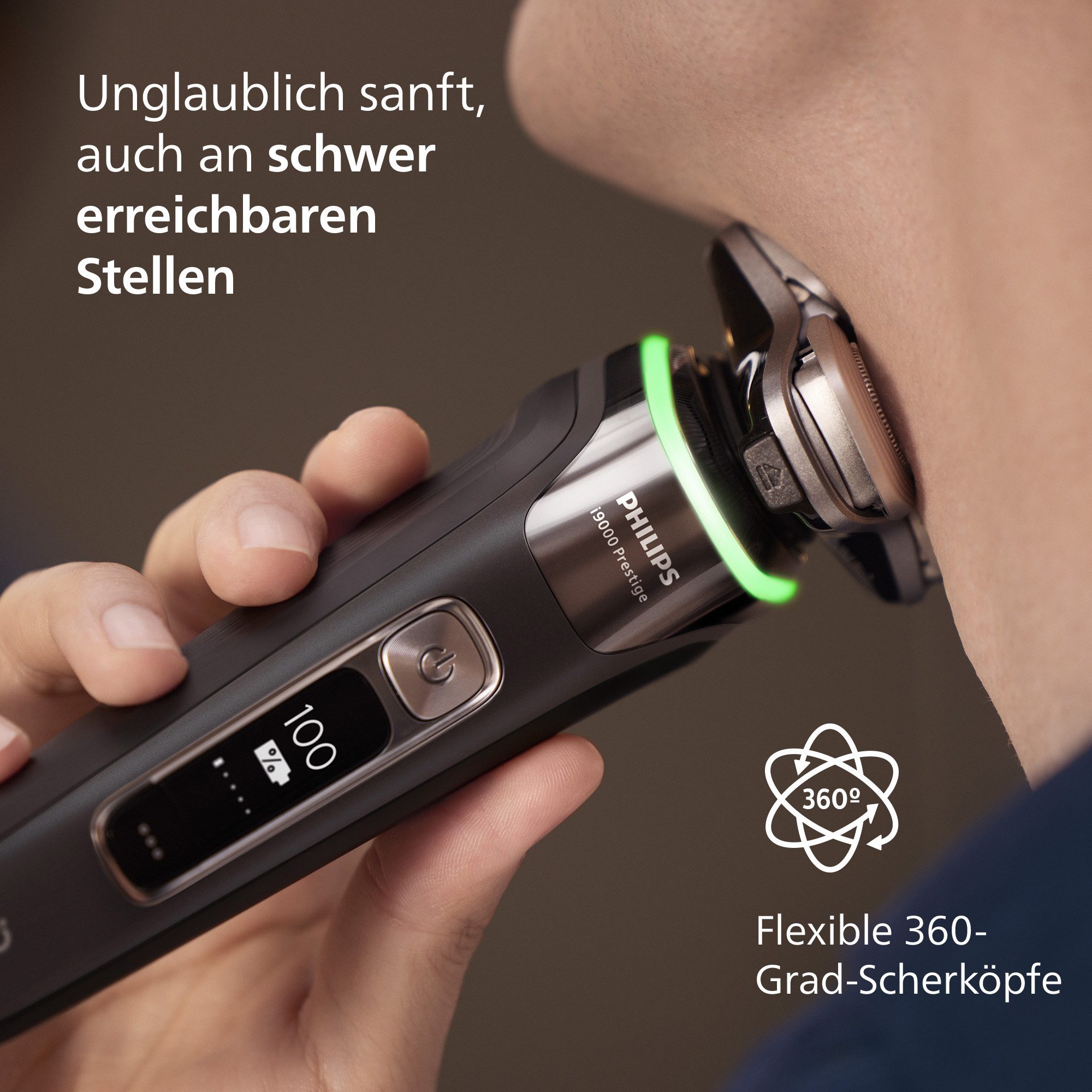 Philips Elektrorasierer Series i9000 Prestige XP9200/30, integrierter Präzisionstrimmer, mit SkinIQ Technologie, inkl. Ladestand, Reiseetui – Bild 3 von 5