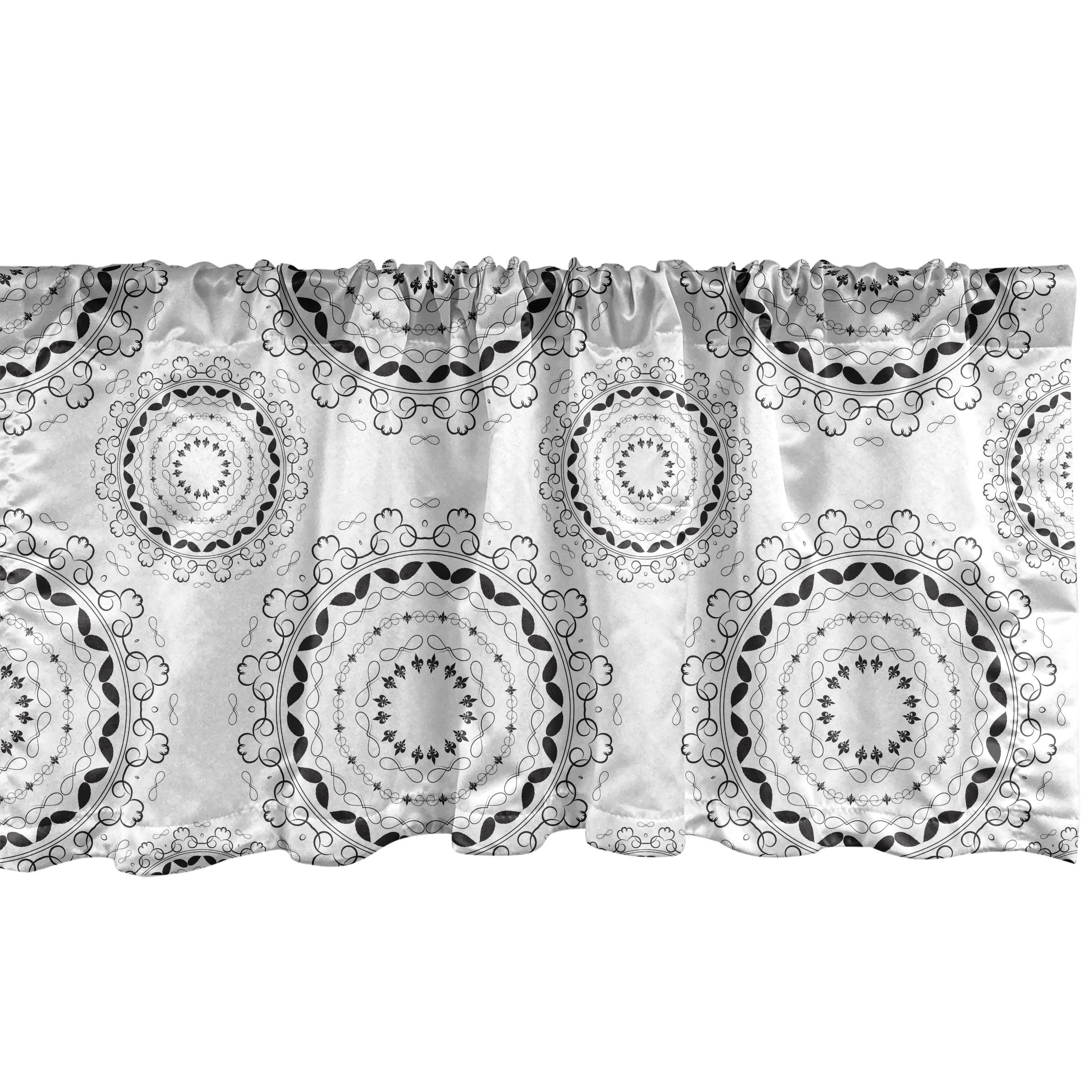 Scheibengardine Vorhang Volant für Küche Schlafzimmer Dekor mit Stangentasche, Abakuhaus, Microfaser, Mandala Vintage Universum Muster